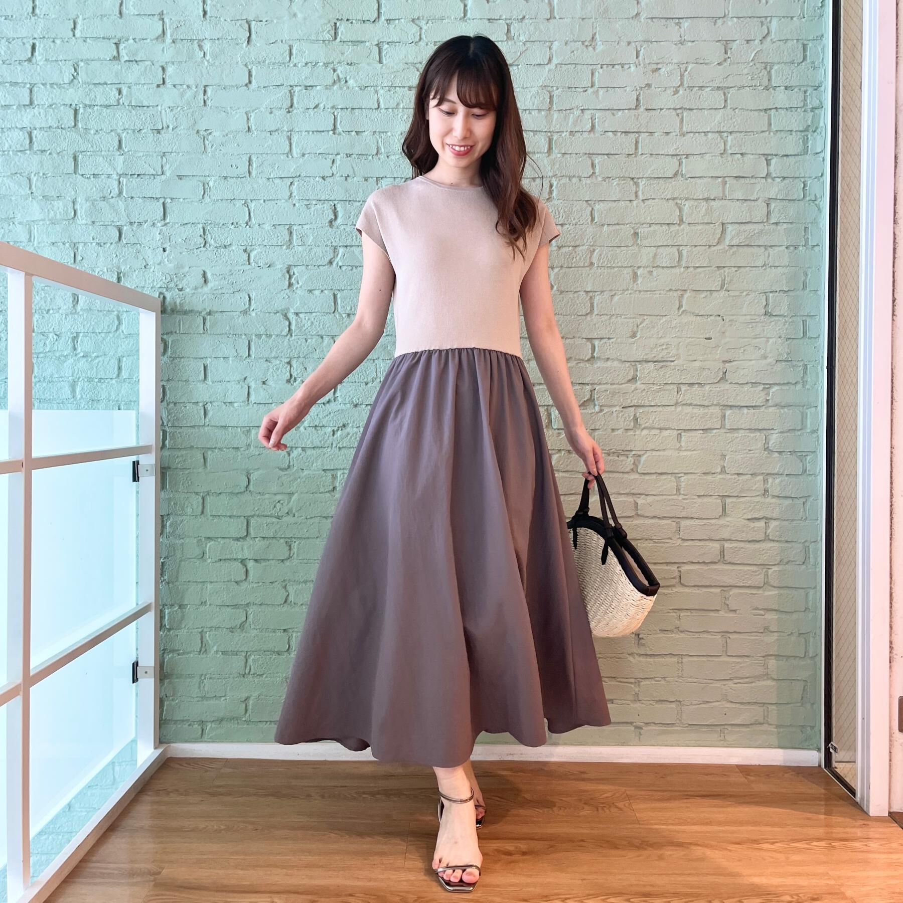 Couture broach「【接触冷感・楽ちん・一枚でキマる】ドッキングニットワンピース」|ワンピース|