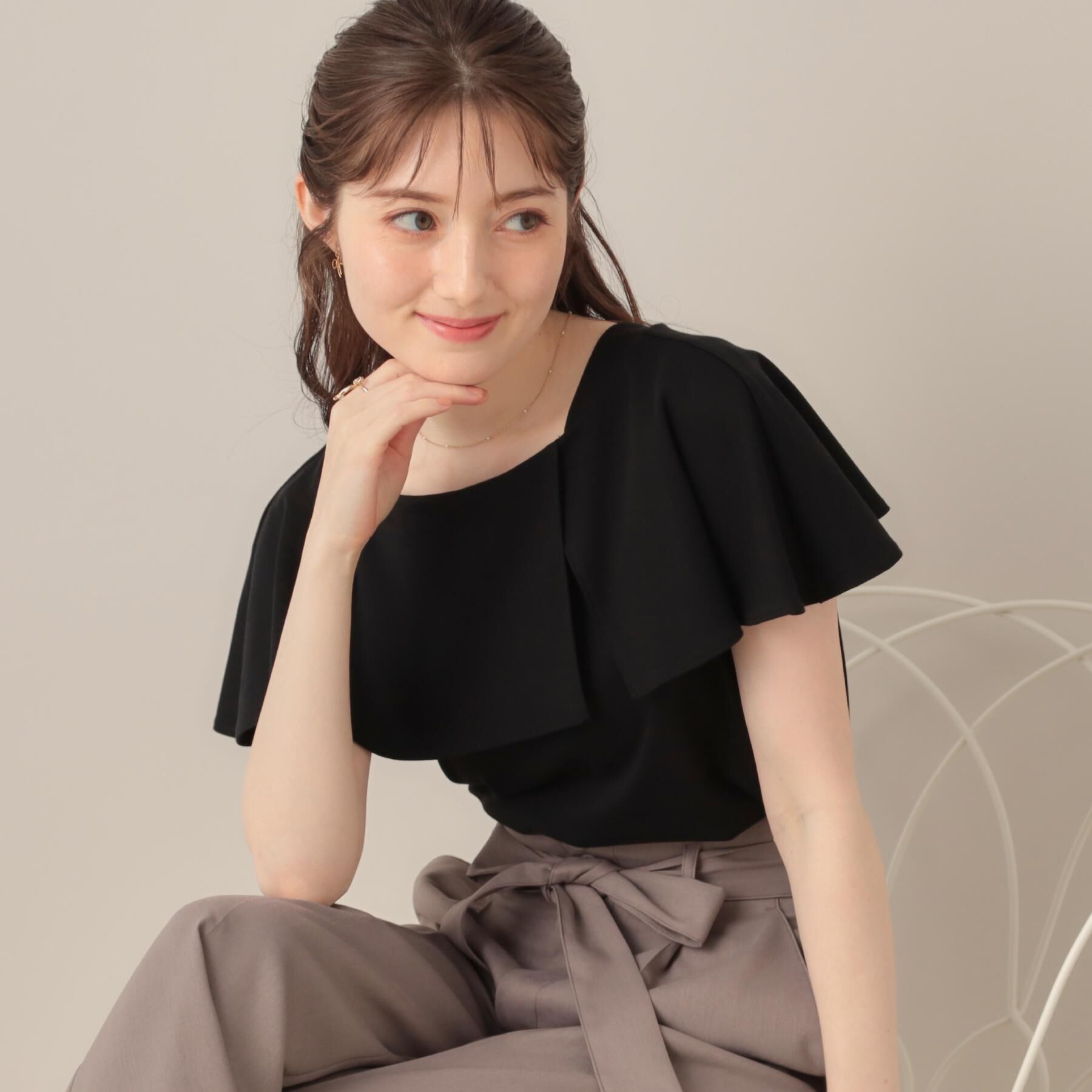 Couture broach「【マシンウォッシャブル・UVケア・接触冷感】2WAYケープデザインカットソー」|Tシャツ・カットソー|ブラック(019)