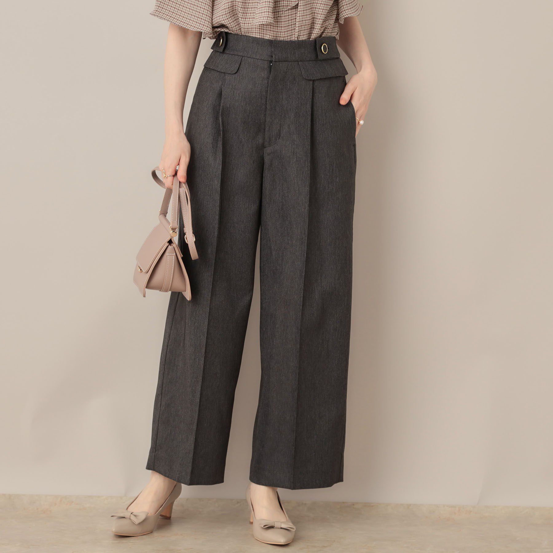 Couture broach「【マシンウォッシャブル・スッキリ見え】デニムライク釦デザインパンツ」|その他|