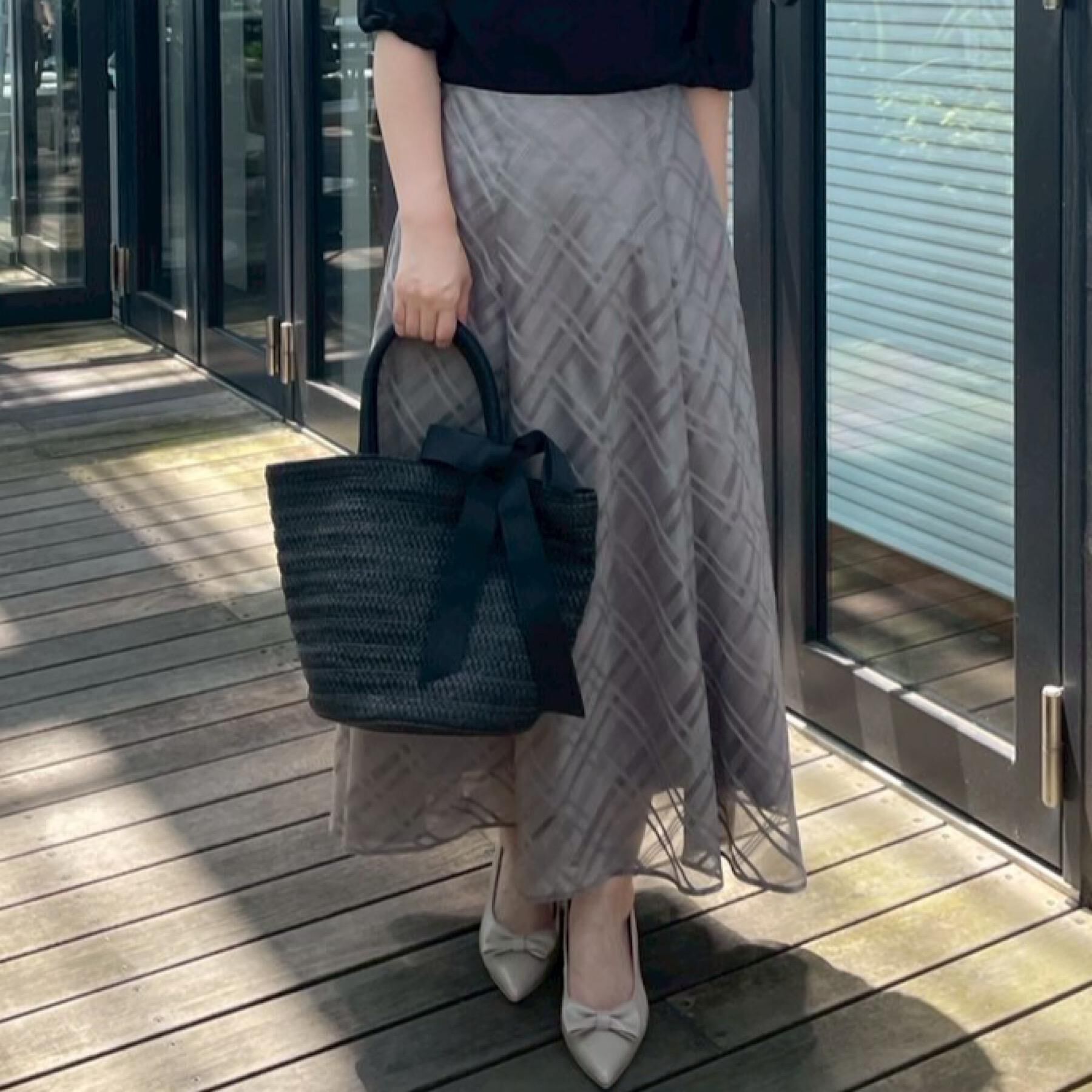 Couture broach「【美シルエット・通勤】シアーチェックオーガンジースカート」|スカート|