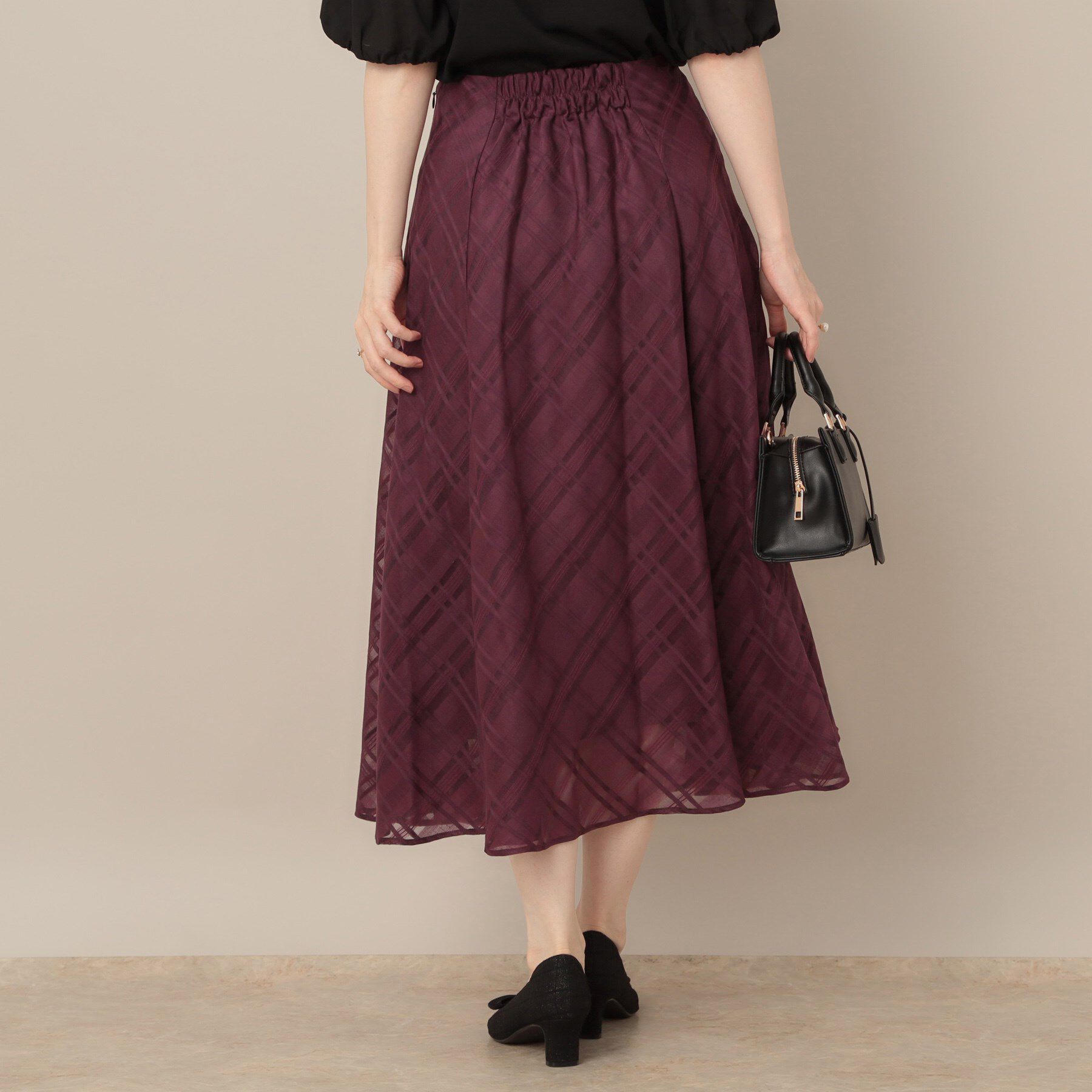 Couture broach「【美シルエット・通勤】シアーチェックオーガンジースカート」|スカート|