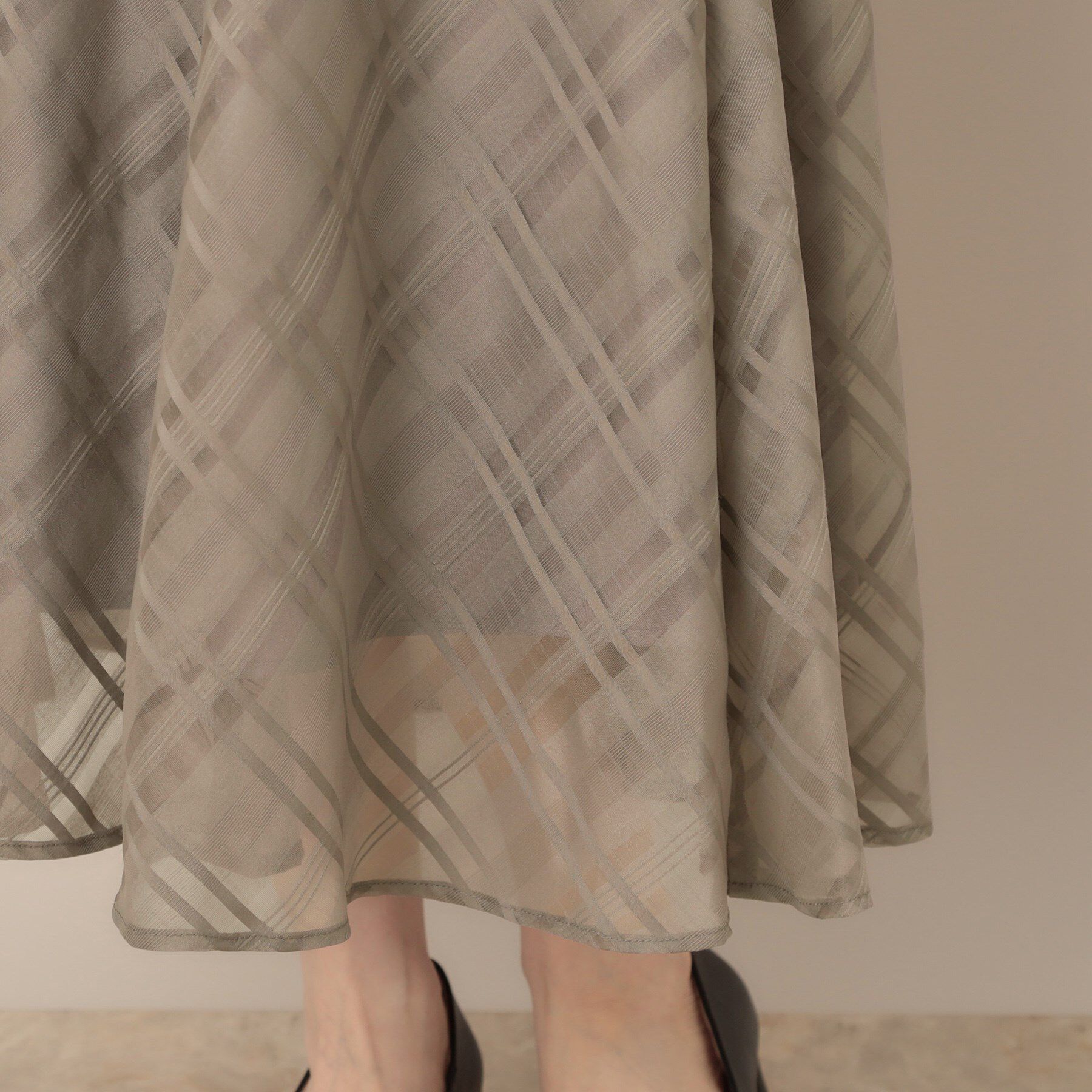 Couture broach「【美シルエット・通勤】シアーチェックオーガンジースカート」|スカート|