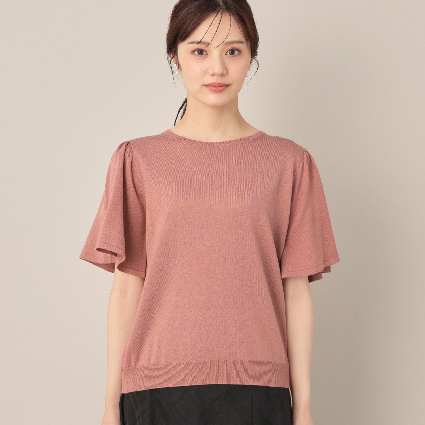 Couture broach「【フェミニン・5分袖・通勤】配色フレアスリーブニット」|ニット・セーター|