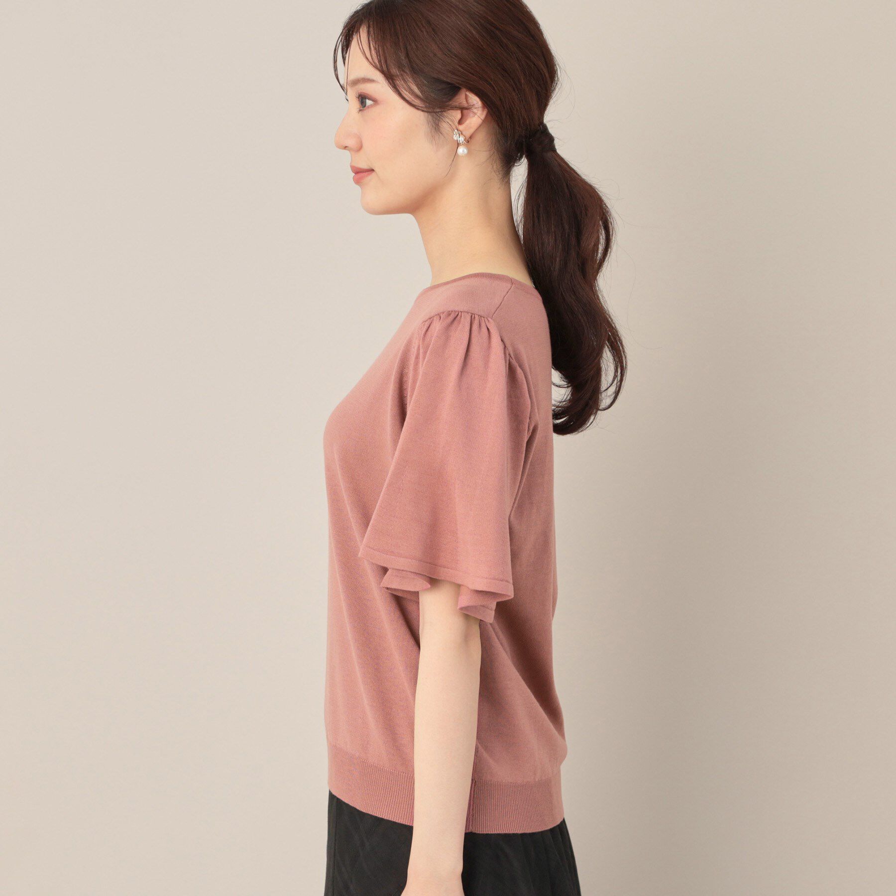 Couture broach「【フェミニン・5分袖・通勤】配色フレアスリーブニット」|ニット・セーター|