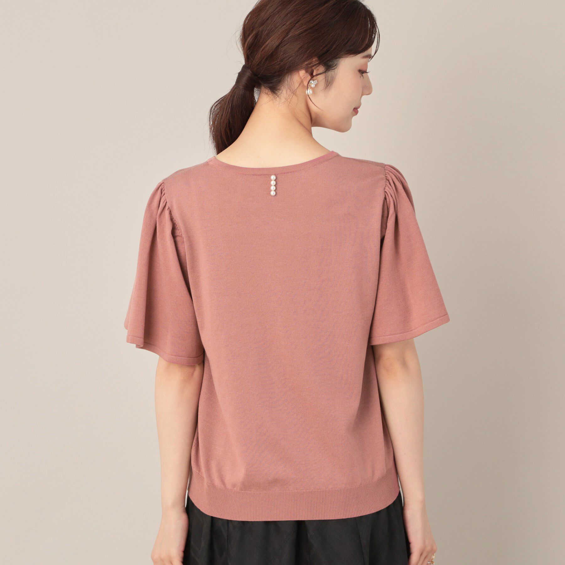 Couture broach「【フェミニン・5分袖・通勤】配色フレアスリーブニット」|ニット・セーター|