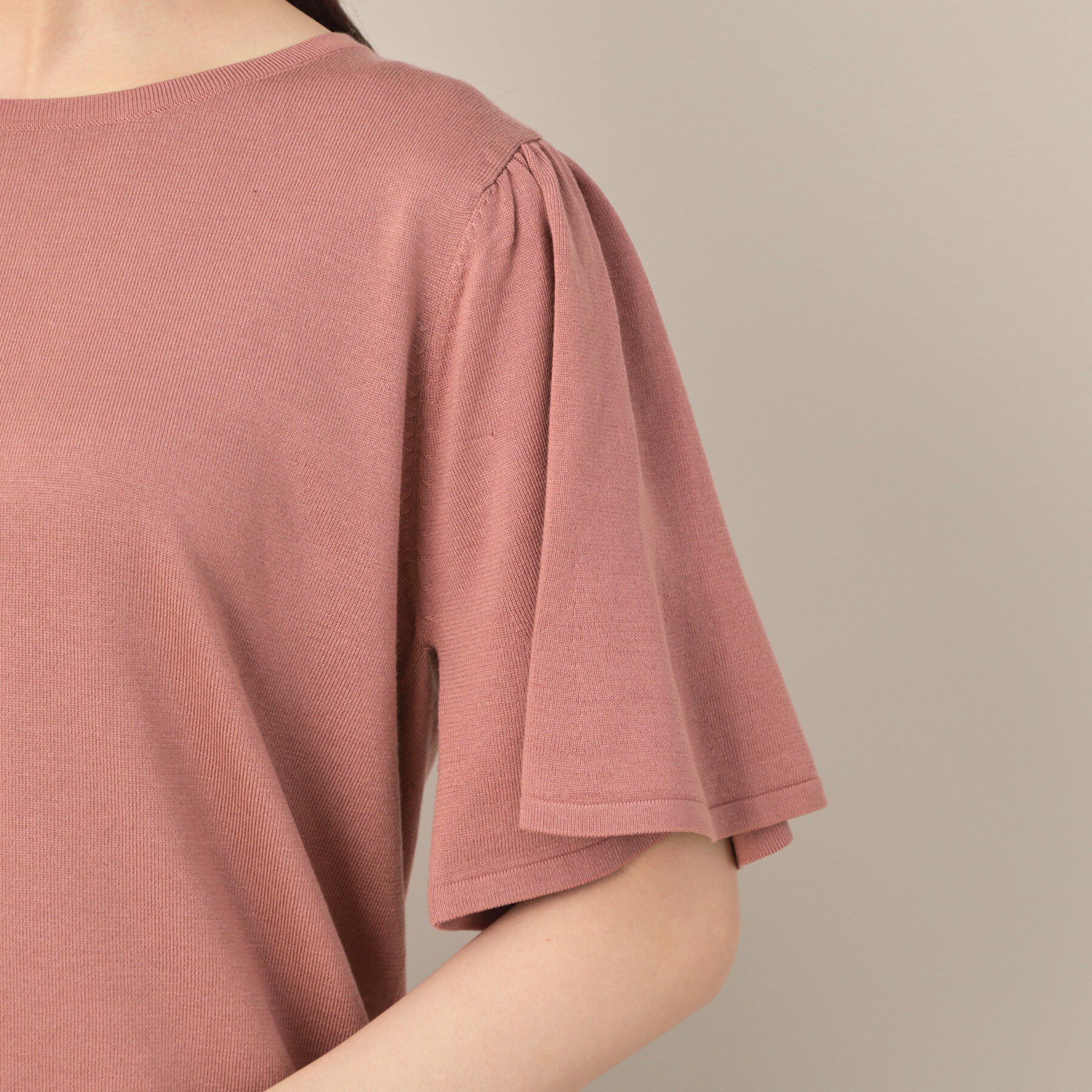 Couture broach「【フェミニン・5分袖・通勤】配色フレアスリーブニット」|ニット・セーター|