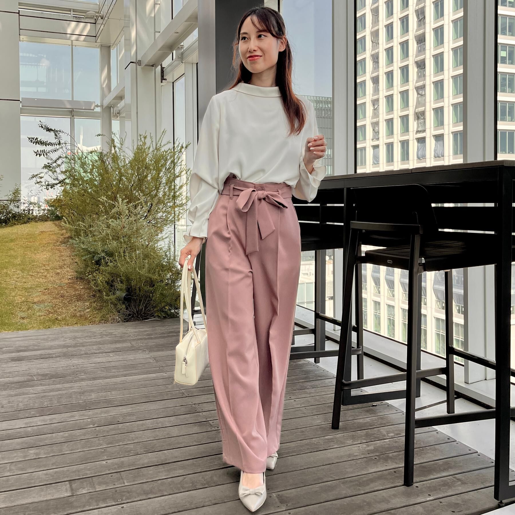 Couture broach「【帯電防止・通勤】ウエストリボン サスペンダー付きワイドパンツ」|その他|