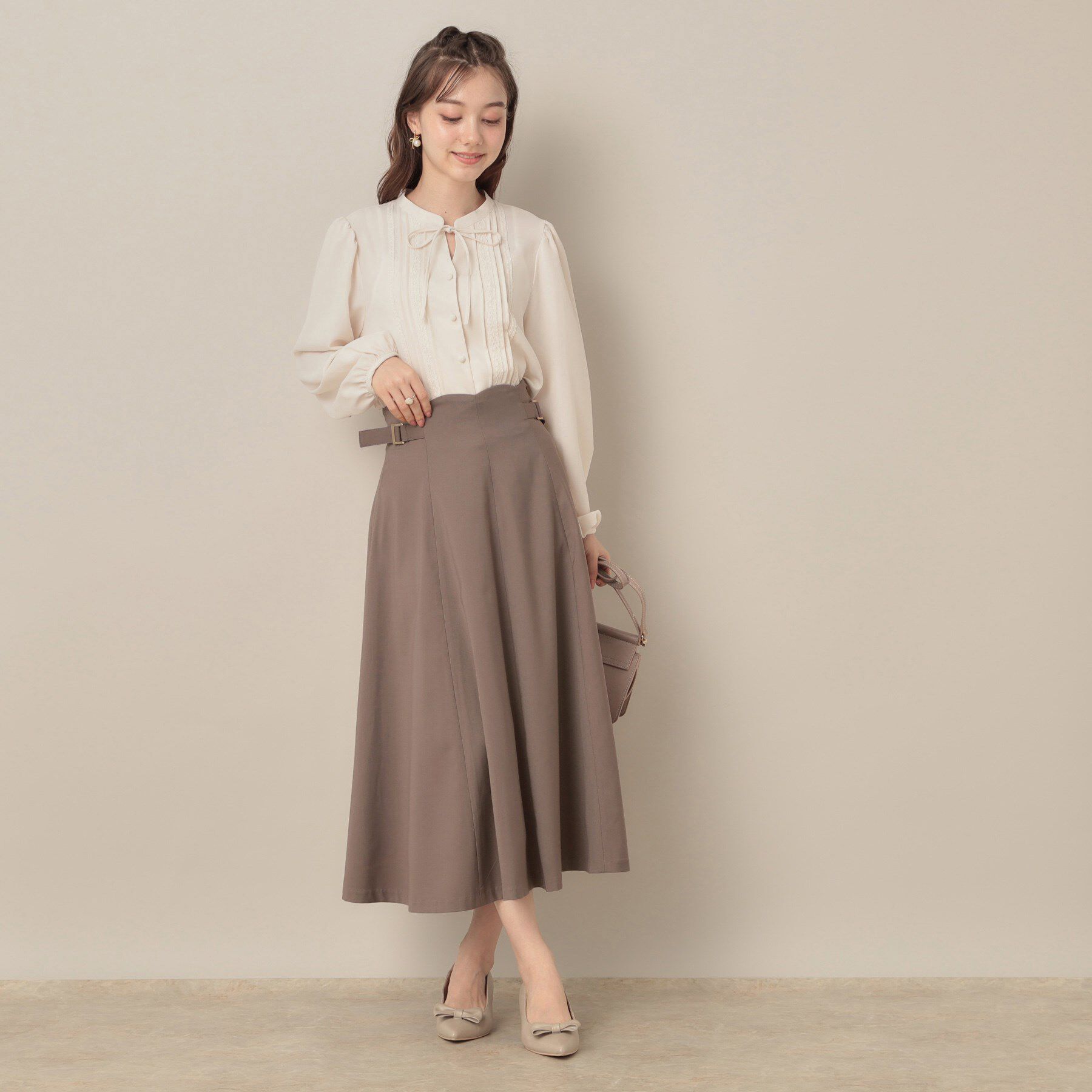 Couture broach「【大人可愛い・通勤】スカラウエスト サイドベルト パネルスカート」|スカート|