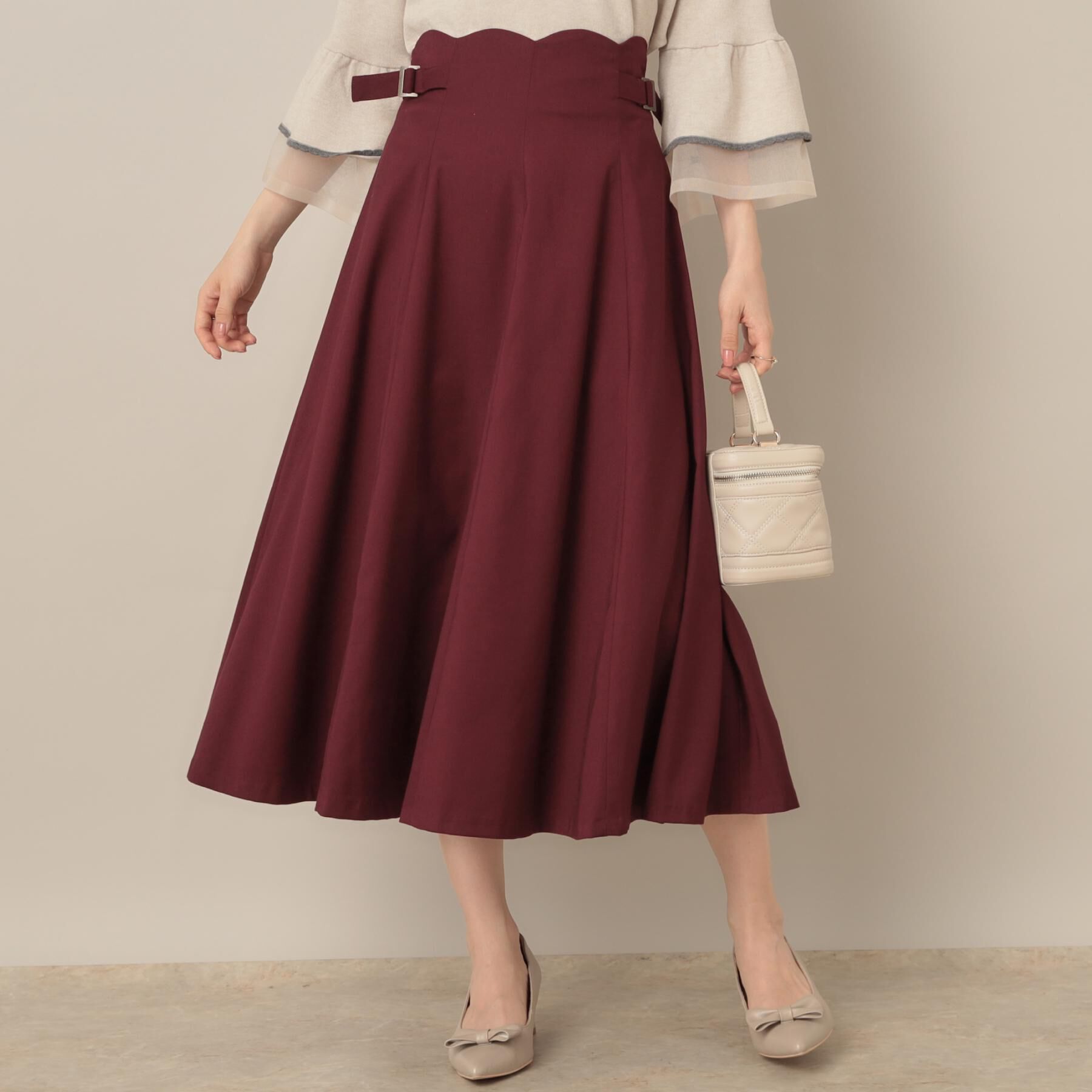 Couture broach「【大人可愛い・通勤】スカラウエスト サイドベルト パネルスカート」|スカート|