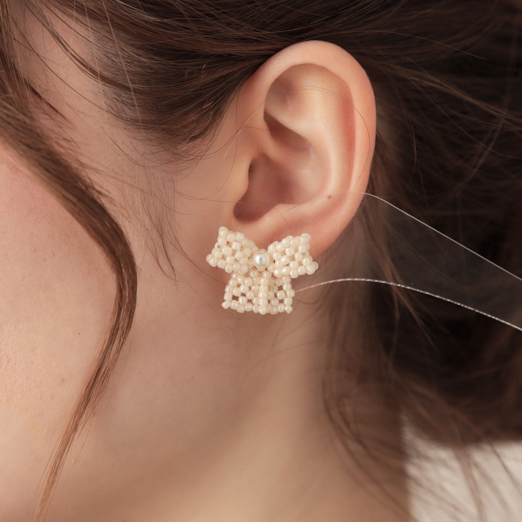 Couture broach「パール調リボンモチーフピアス」|ピアス|