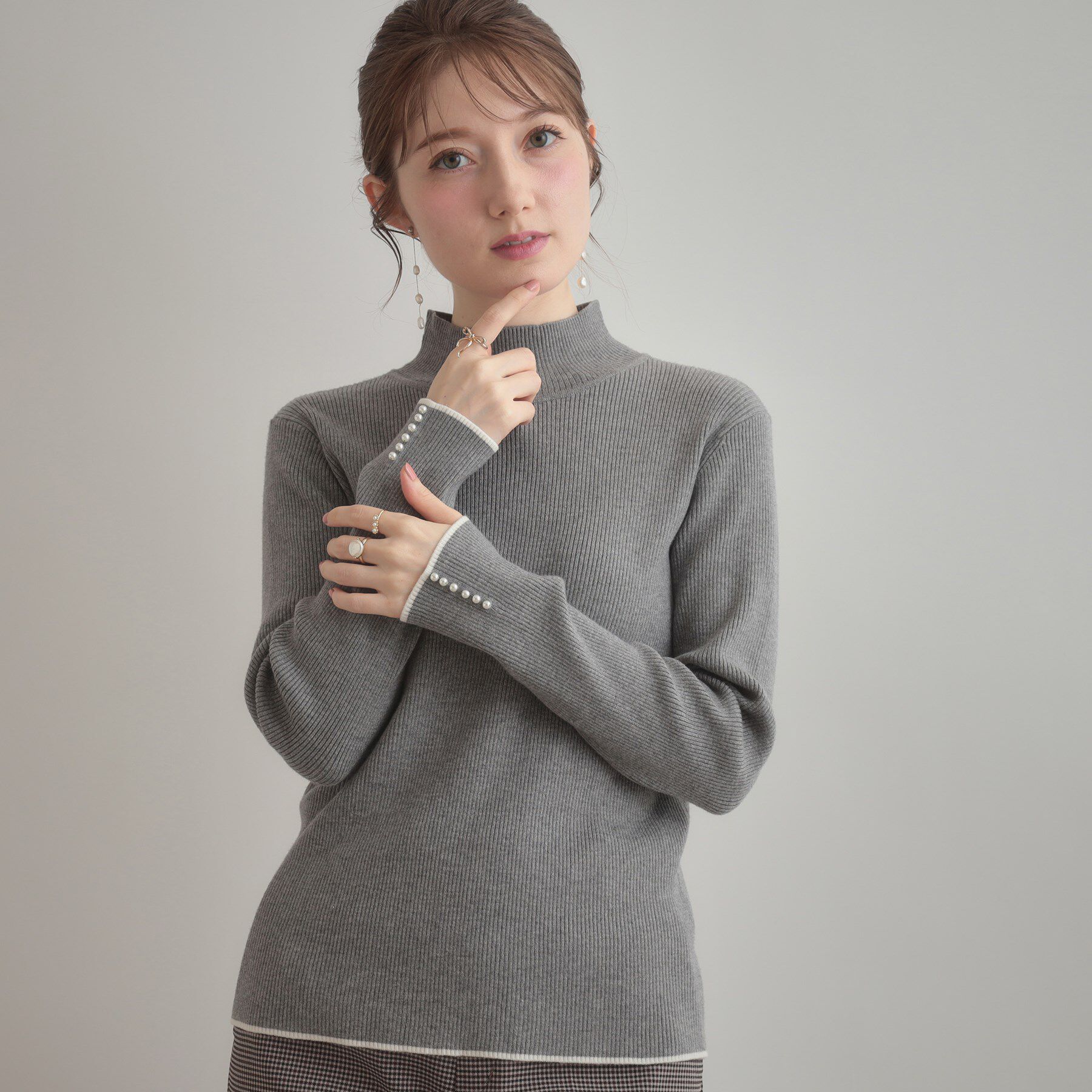 Couture broach「【多機能・フェミニン】パール調リブニット」|ニット・セーター|