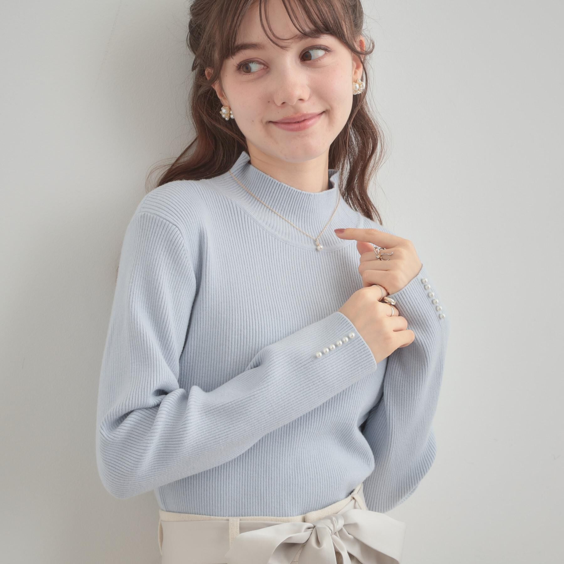 Couture broach「【多機能・フェミニン】パール調リブニット」|ニット・セーター|