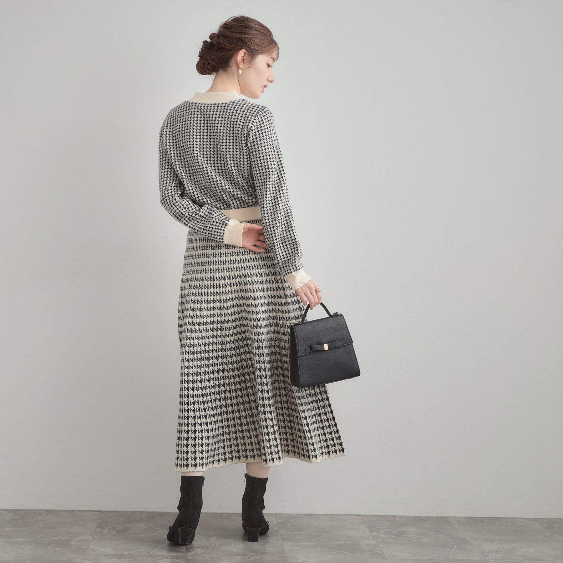 Couture broach「【クラシカル・大人レディ】千鳥ジャカードパール調タイニットトップス」|ニット・セーター|