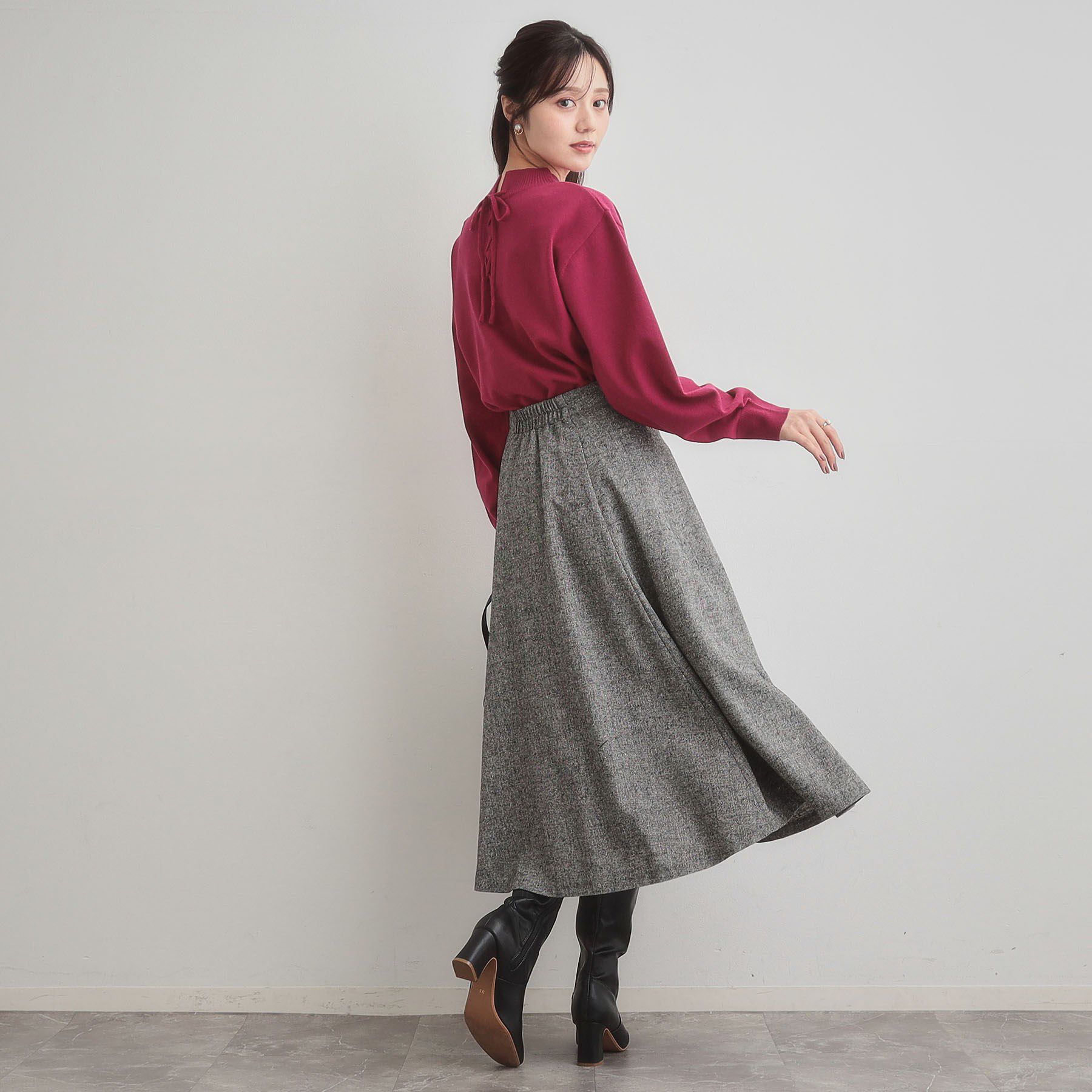 Couture broach「【後ろ姿も着映える・通勤】バックレースアップ微起毛ニット」|ニット・セーター|