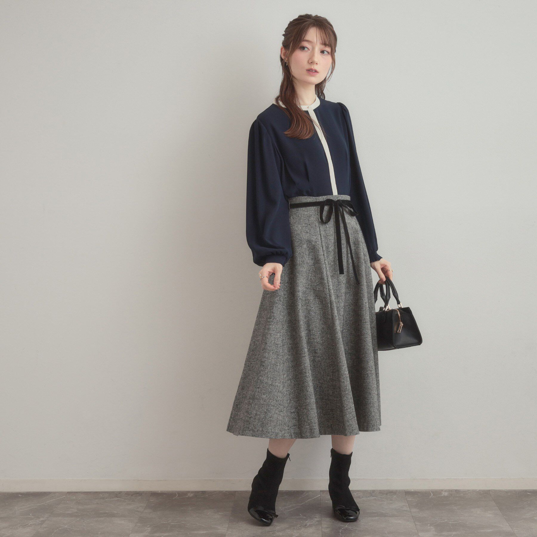 Couture broach「【通勤・大人上品】ラメツイード フレアスカート」|スカート|