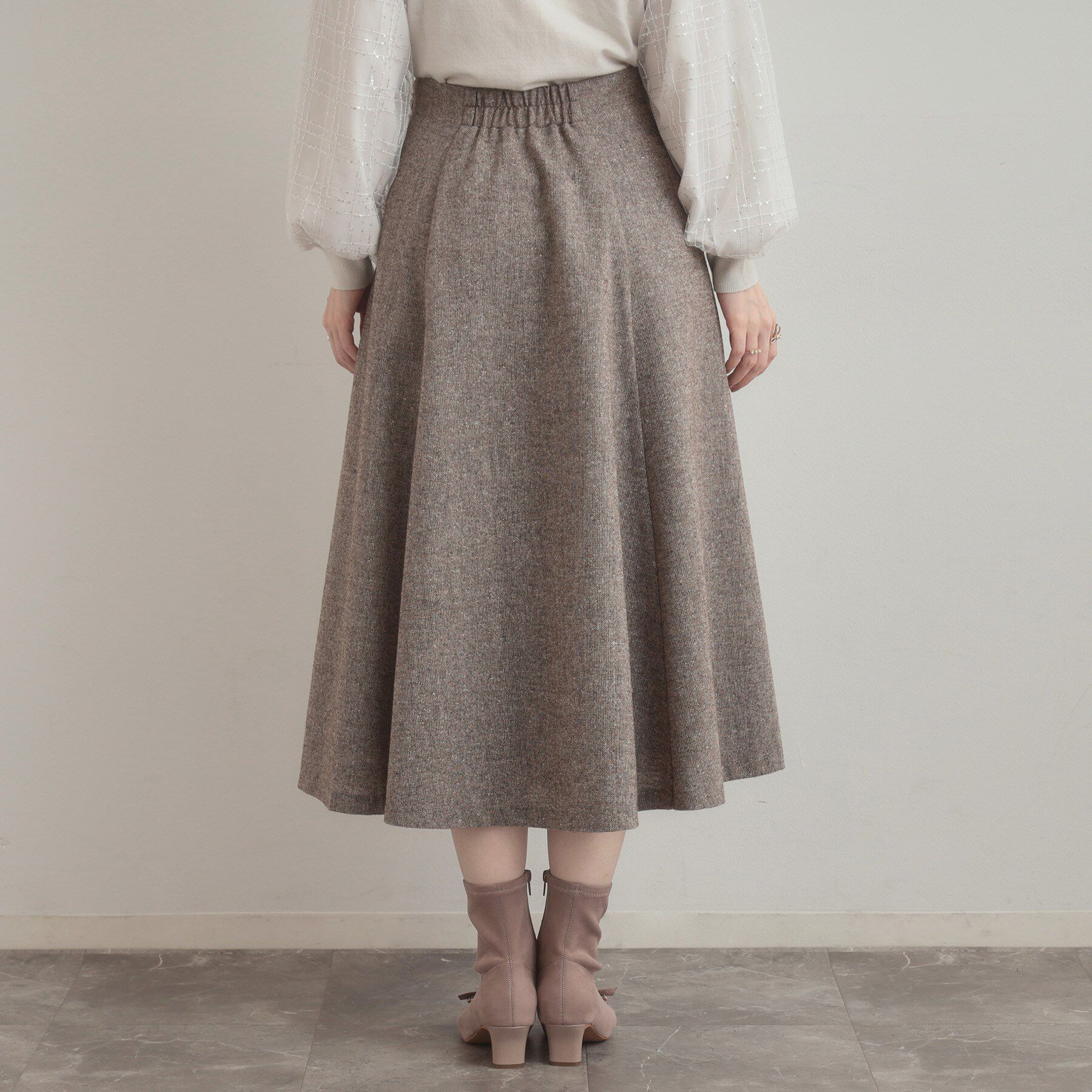Couture broach「【通勤・大人上品】ラメツイード フレアスカート」|スカート|