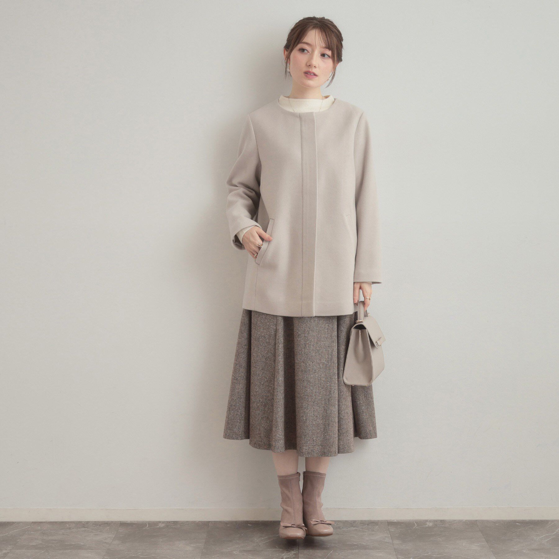 Couture broach「【大人可愛い・フード取り外し可能】フードフェイクファー ハーフ丈コート」|その他|