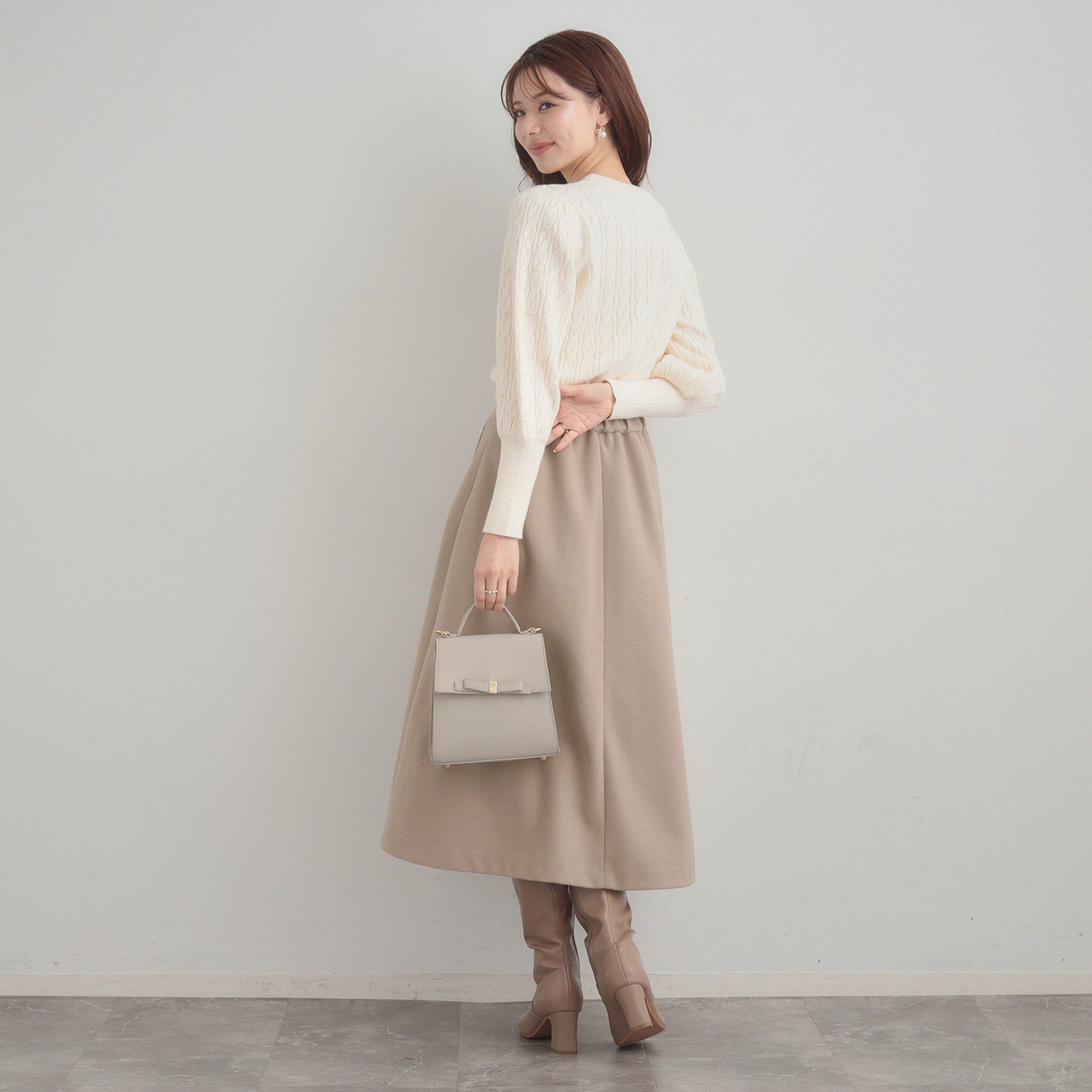 Couture broach「【通勤/金ボタン】フェイクウール ポンチスカート」|スカート|