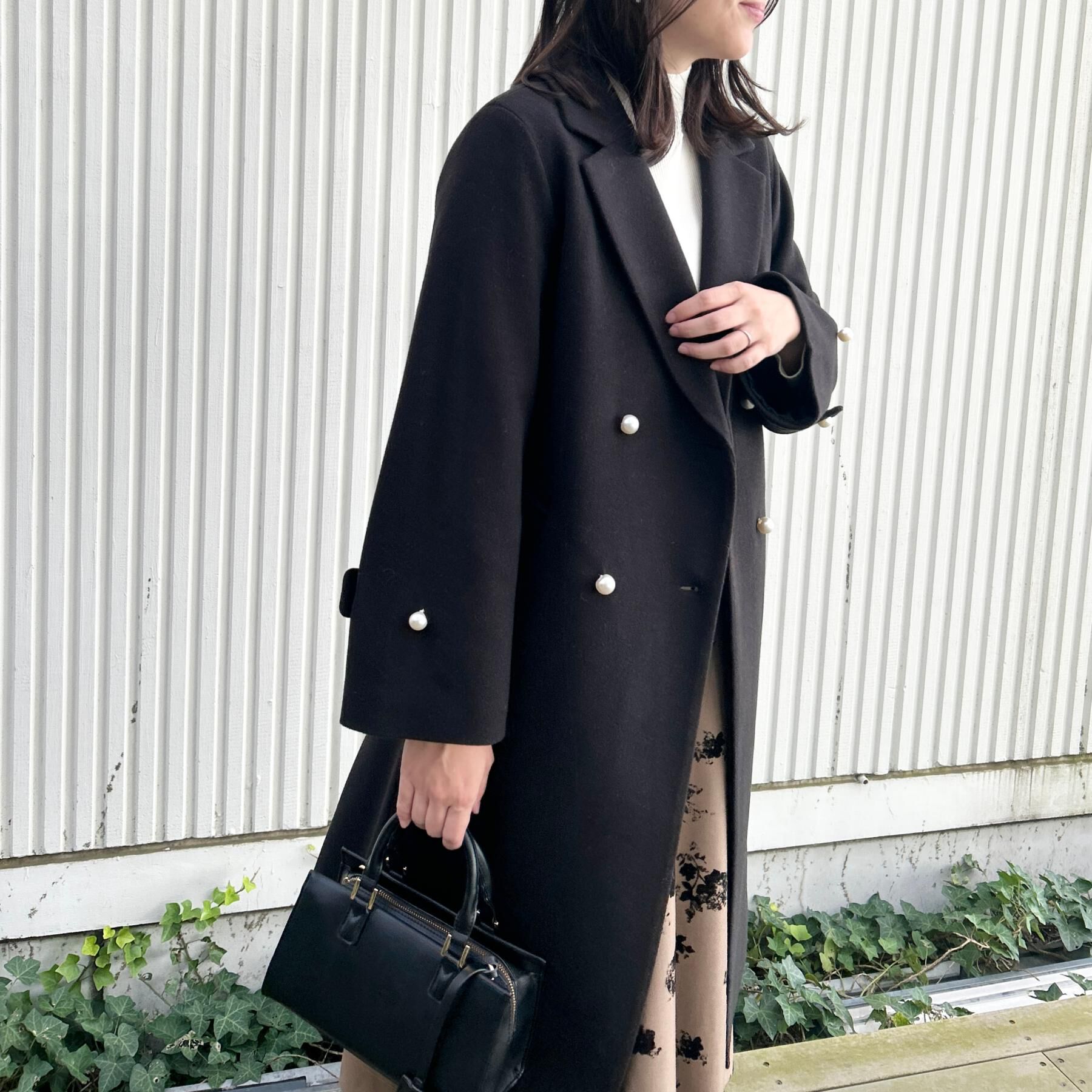 Couture broach「【大人上品・ベルト付き】パール調釦チェスターコート」|チェスターコート|