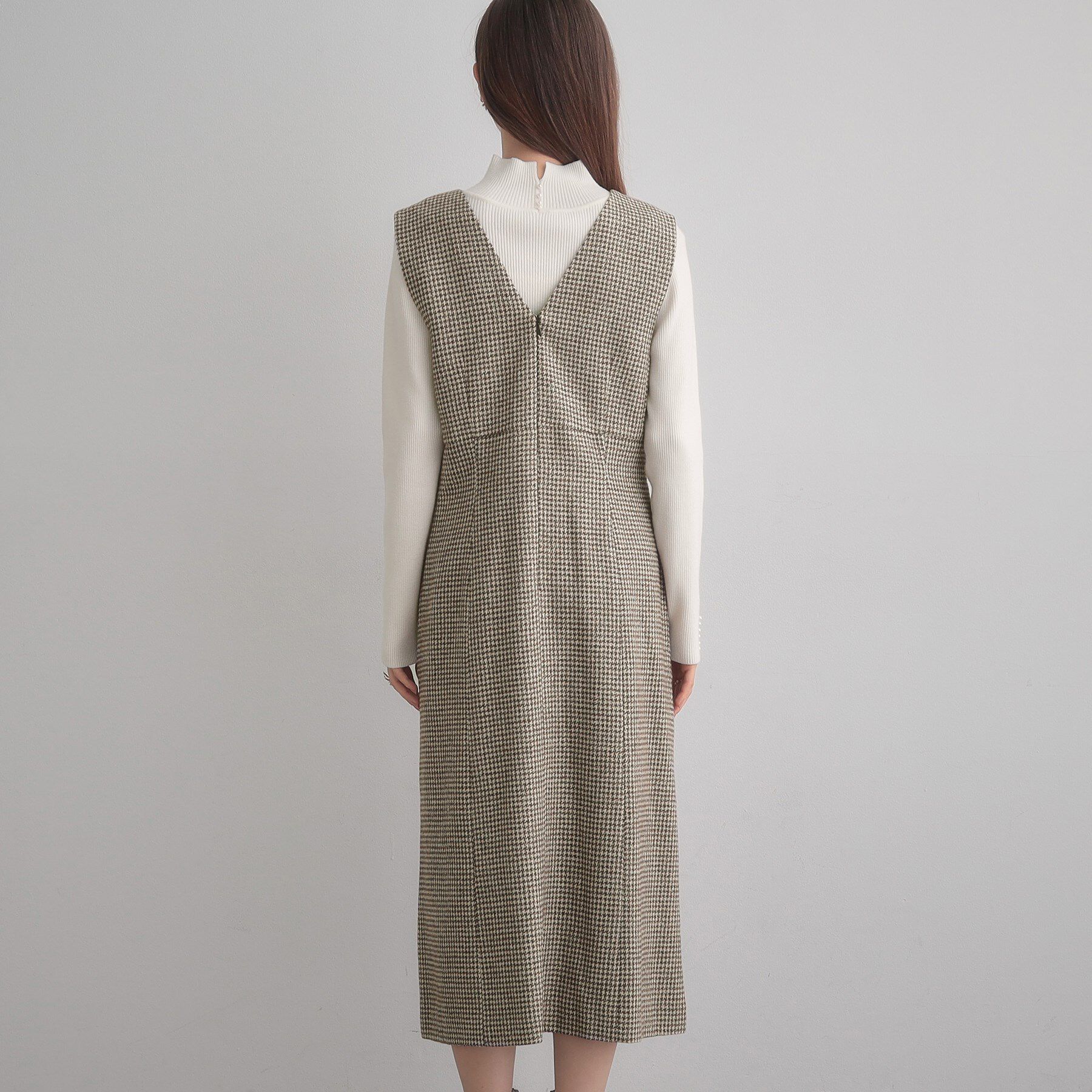 Couture broach「【クラシカル・通勤】ラメ千鳥釦デザインジャンスカ」|ワンピース|