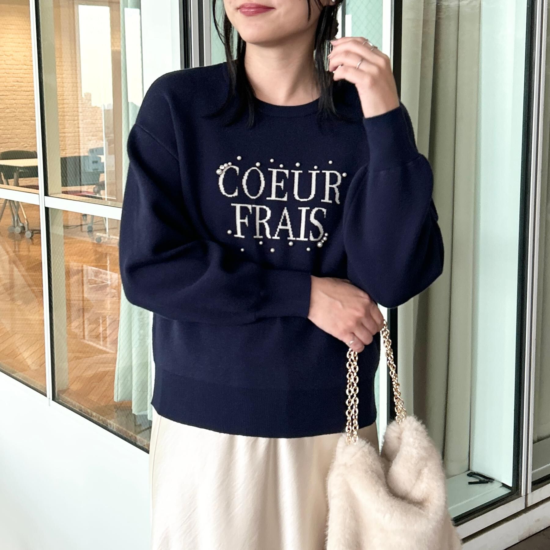 Couture broach「【パール調・ビジューデザイン】華やかロゴニット」|ニット・セーター|