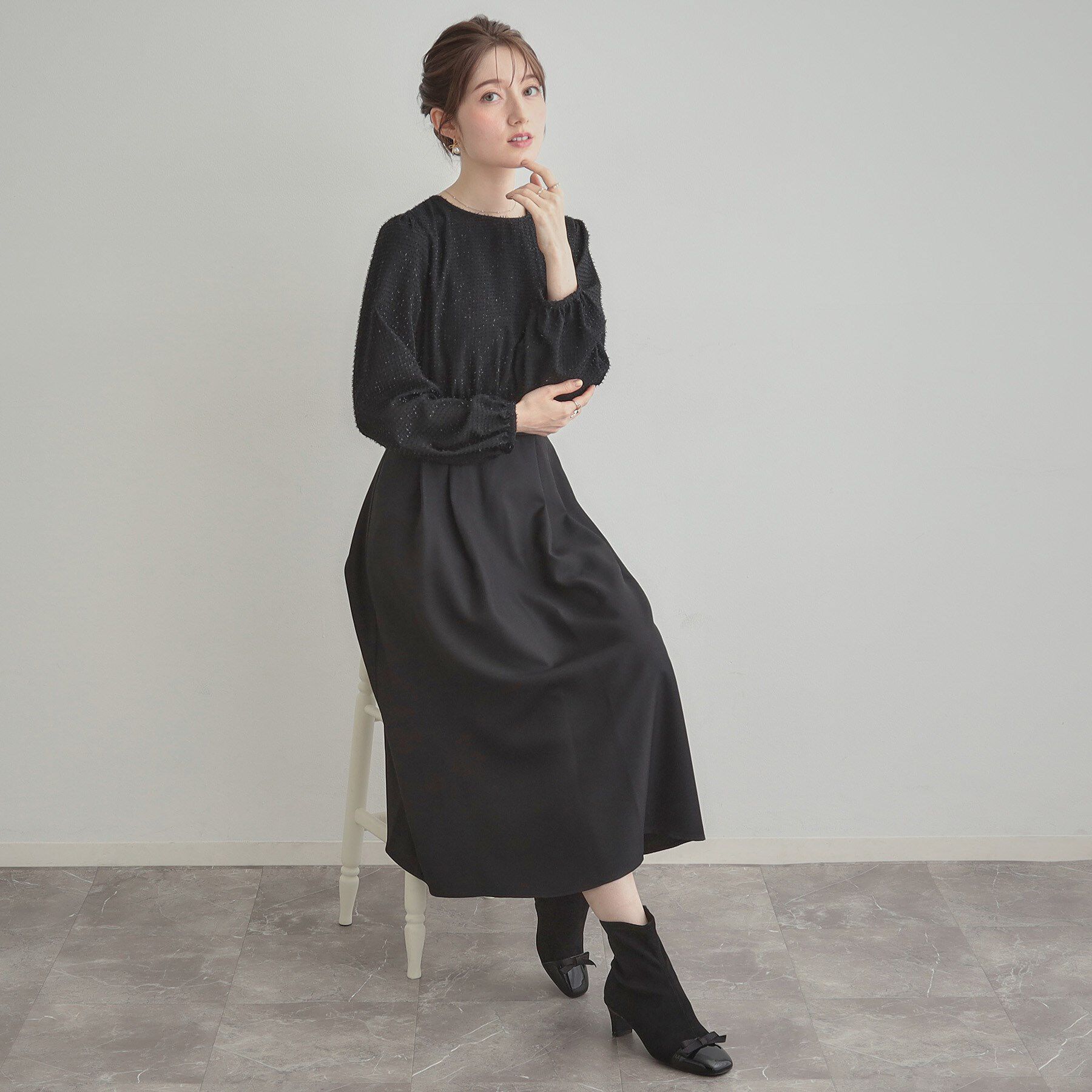 Couture broach「【通勤・ラメジャカード】ドッキングワンピース」|ワンピース|