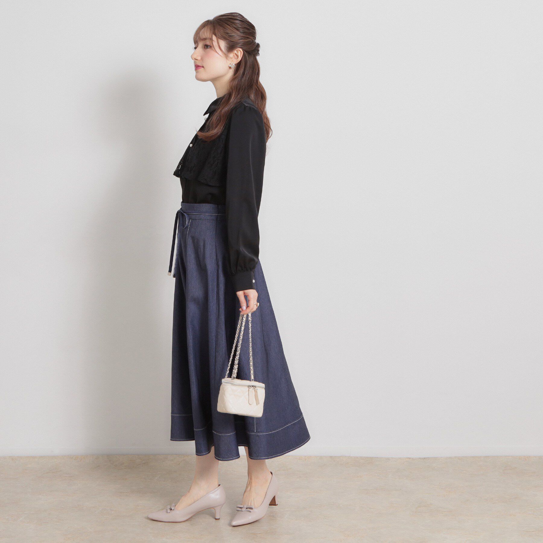 Couture broach「総レース切り替えパール調ボタンブラウス」|シャツ・ブラウス|