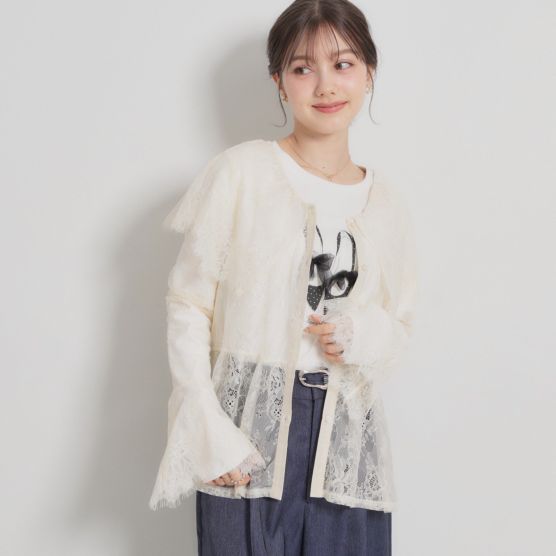 Couture broach「スカラップレースブラウス」|シャツ・ブラウス|アイボリー(004)