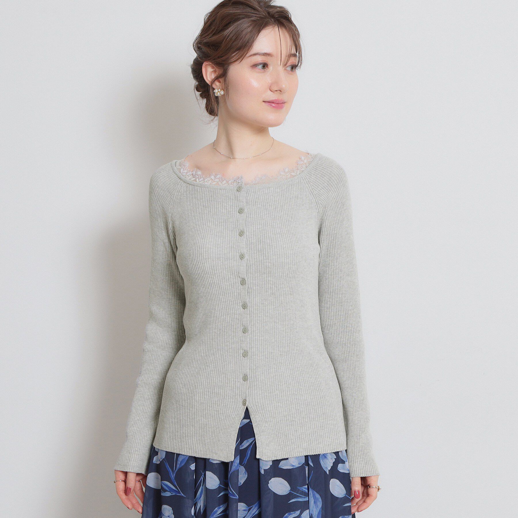 Couture broach「前後2WAY衿レースカーディガン」|カーディガン|