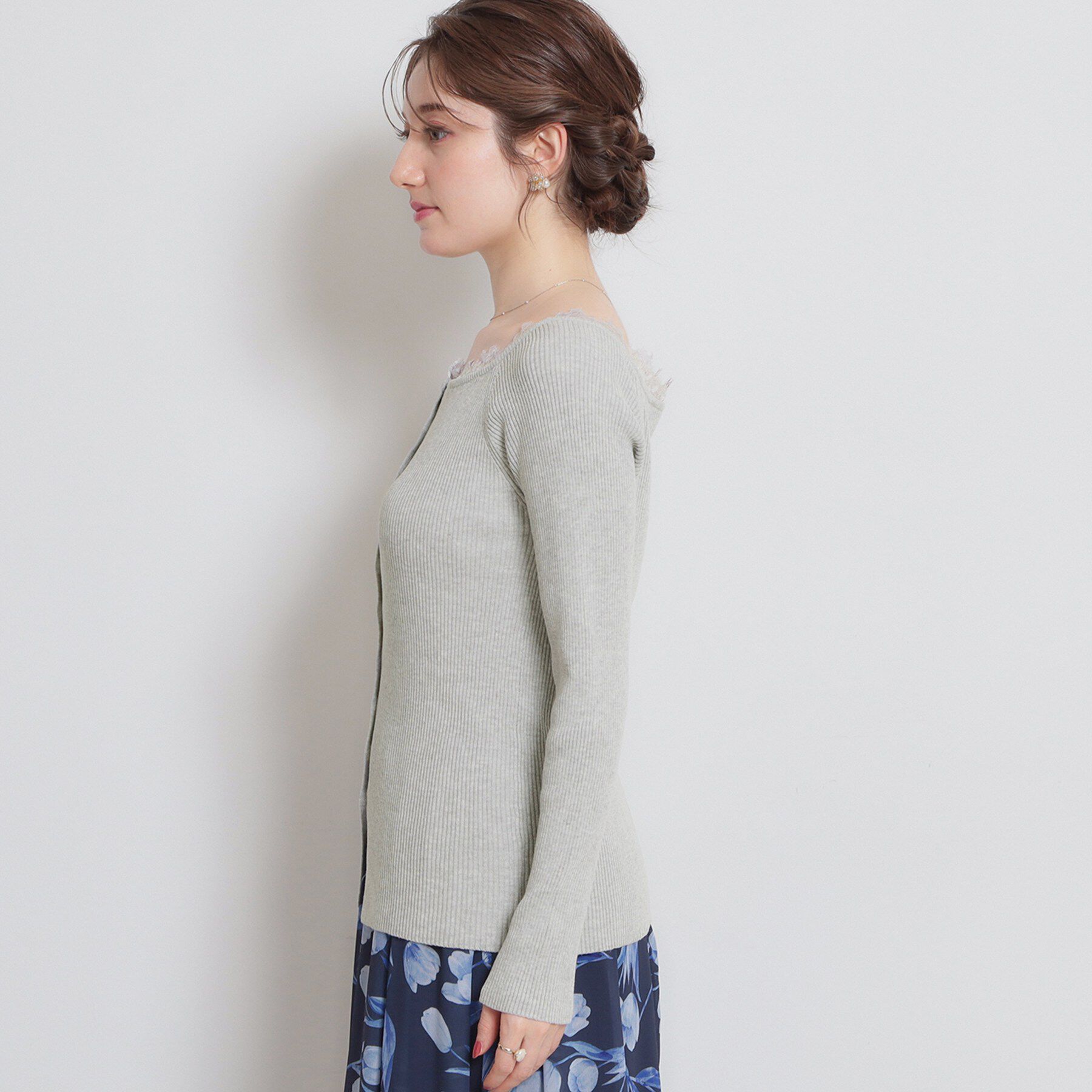 Couture broach「前後2WAY衿レースカーディガン」|カーディガン|