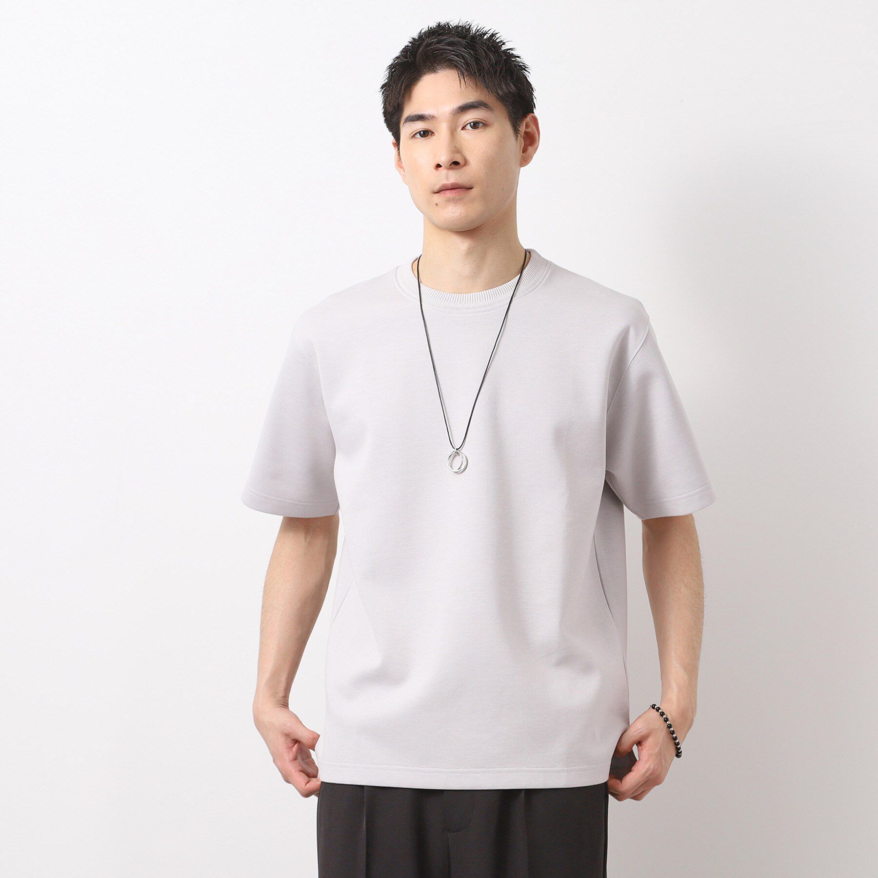 THE SHOP TK「ダブルフェイス半袖Tシャツ　【洗濯機OK】」|Tシャツ・カットソー|