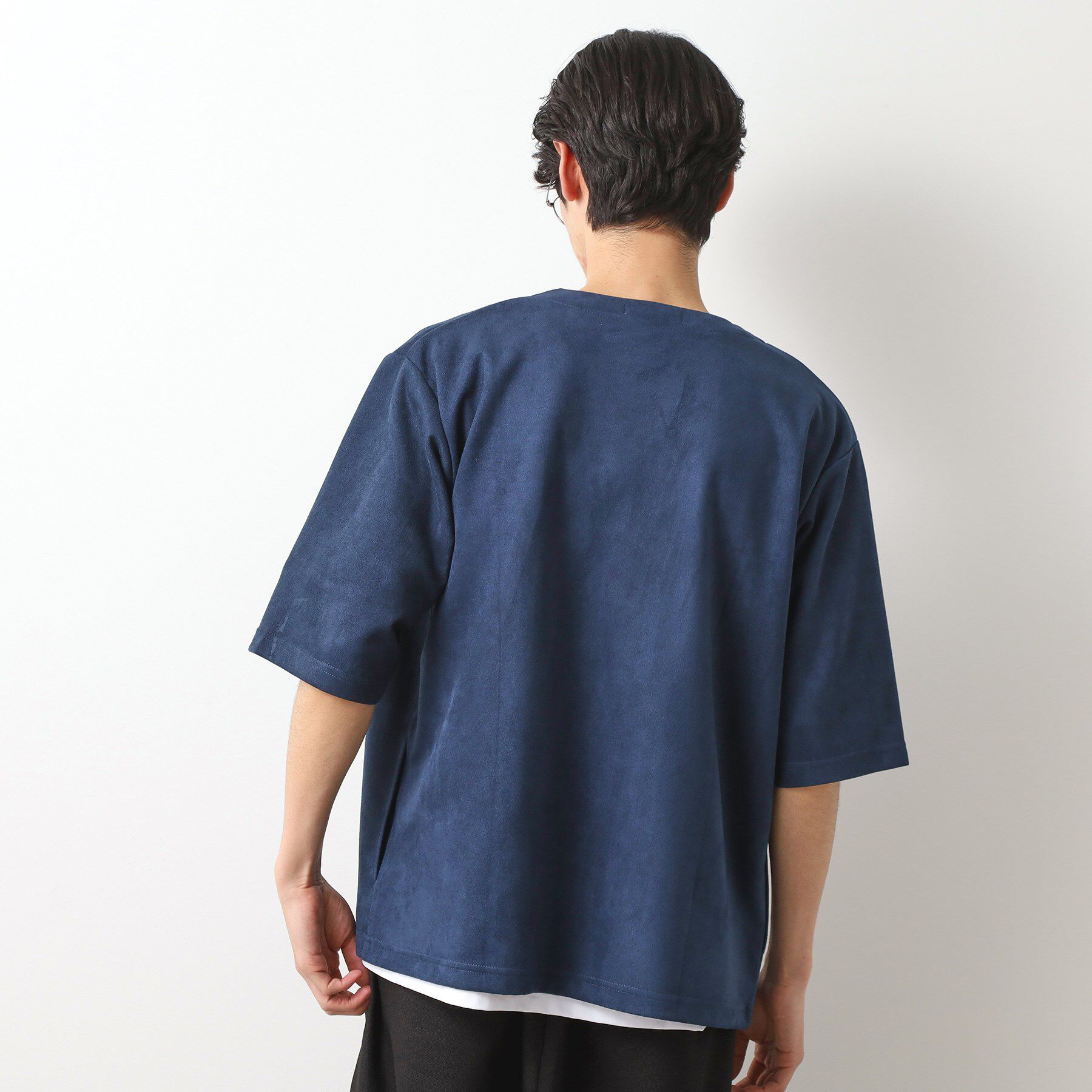 THE SHOP TK「フェイクスウェードアンサンブルカーディガン【五分袖カーディガン＋半袖Tシャツセットアイテム】」|カーディガン|