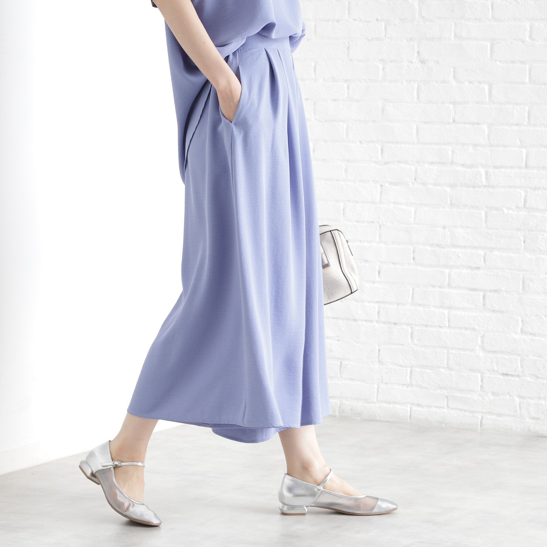 THE SHOP TK「フレアスカーチョ【防シワ／接触冷感／洗濯機OK/セットアップ可】」|その他|ブルー(092)