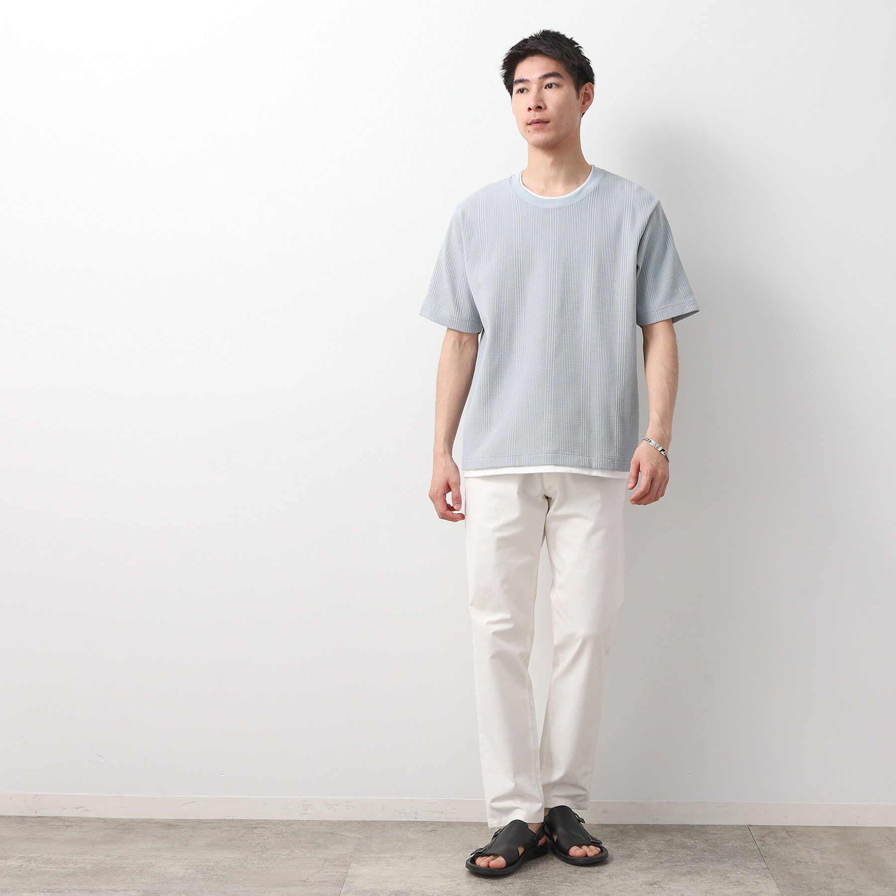 THE SHOP TK「ランダムワッフル半袖Tシャツ 【洗濯機ＯＫ】」|Tシャツ・カットソー|