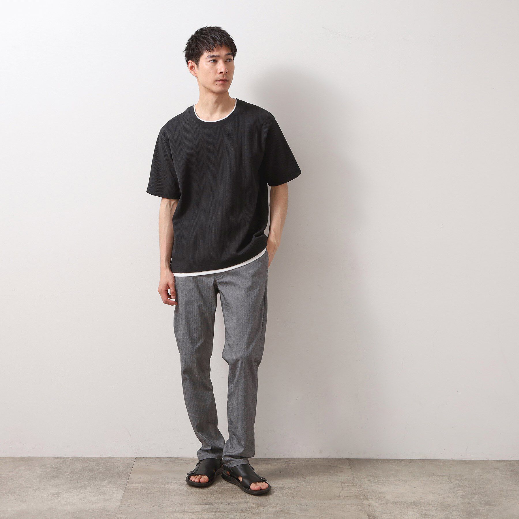 THE SHOP TK「ランダムワッフル半袖Tシャツ 【洗濯機ＯＫ】」|Tシャツ・カットソー|