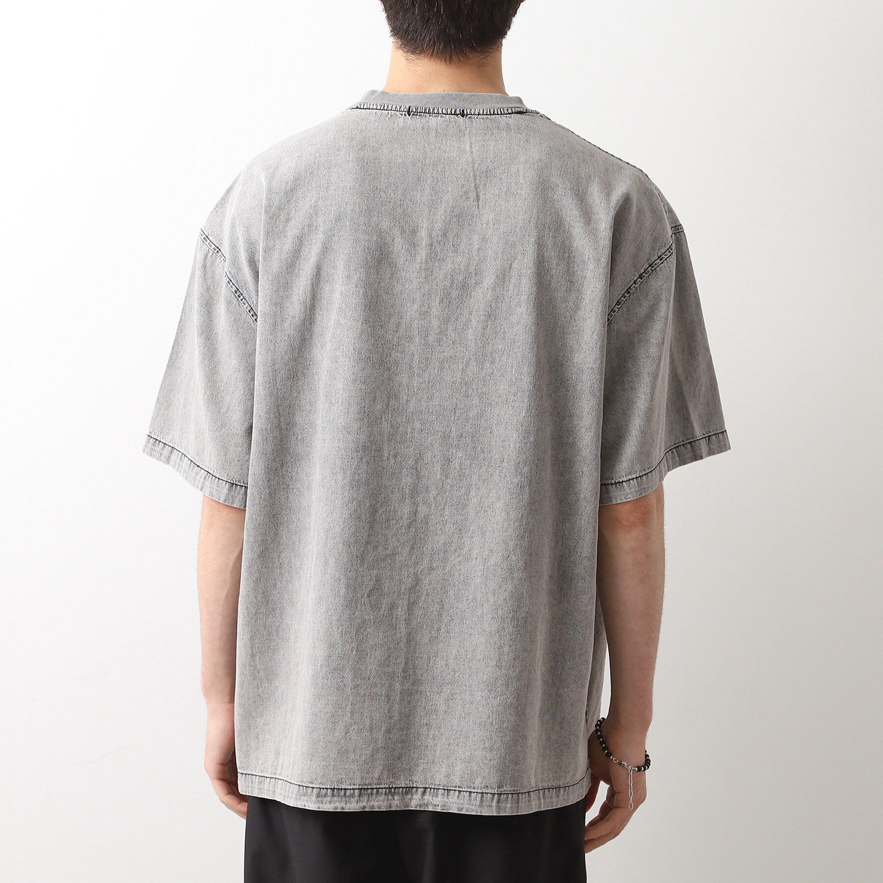 THE SHOP TK「ライトデニム半袖Tシャツ【洗濯機OK】」|Tシャツ・カットソー|