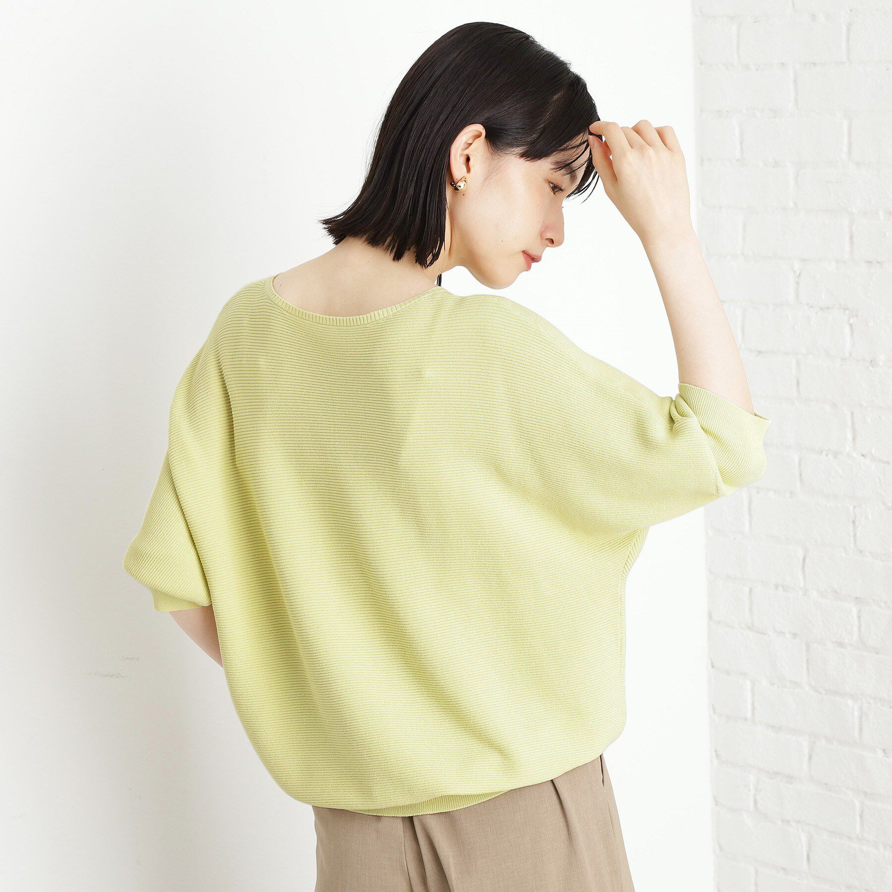 THE SHOP TK「6分袖ガータードルマンニット【エコベロ/洗濯機OK】」|ニット・セーター|