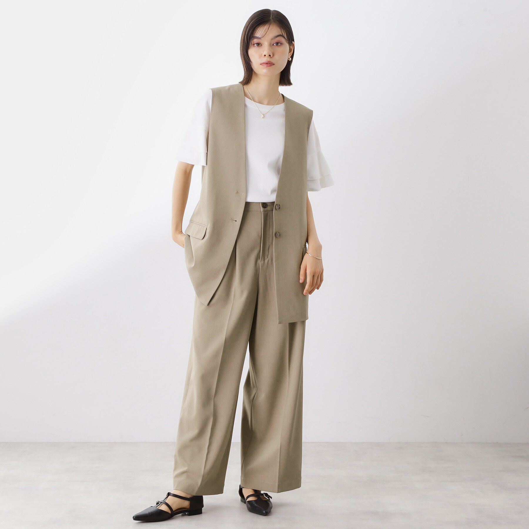 THE SHOP TK「ノーカラージレ【セットアップ可/洗濯機OK】」|ベスト・ジレ|