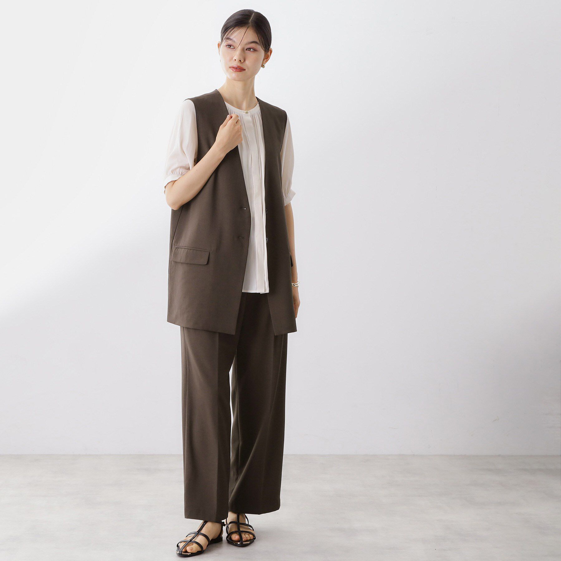 THE SHOP TK「ノーカラージレ【セットアップ可/洗濯機OK】」|ベスト・ジレ|