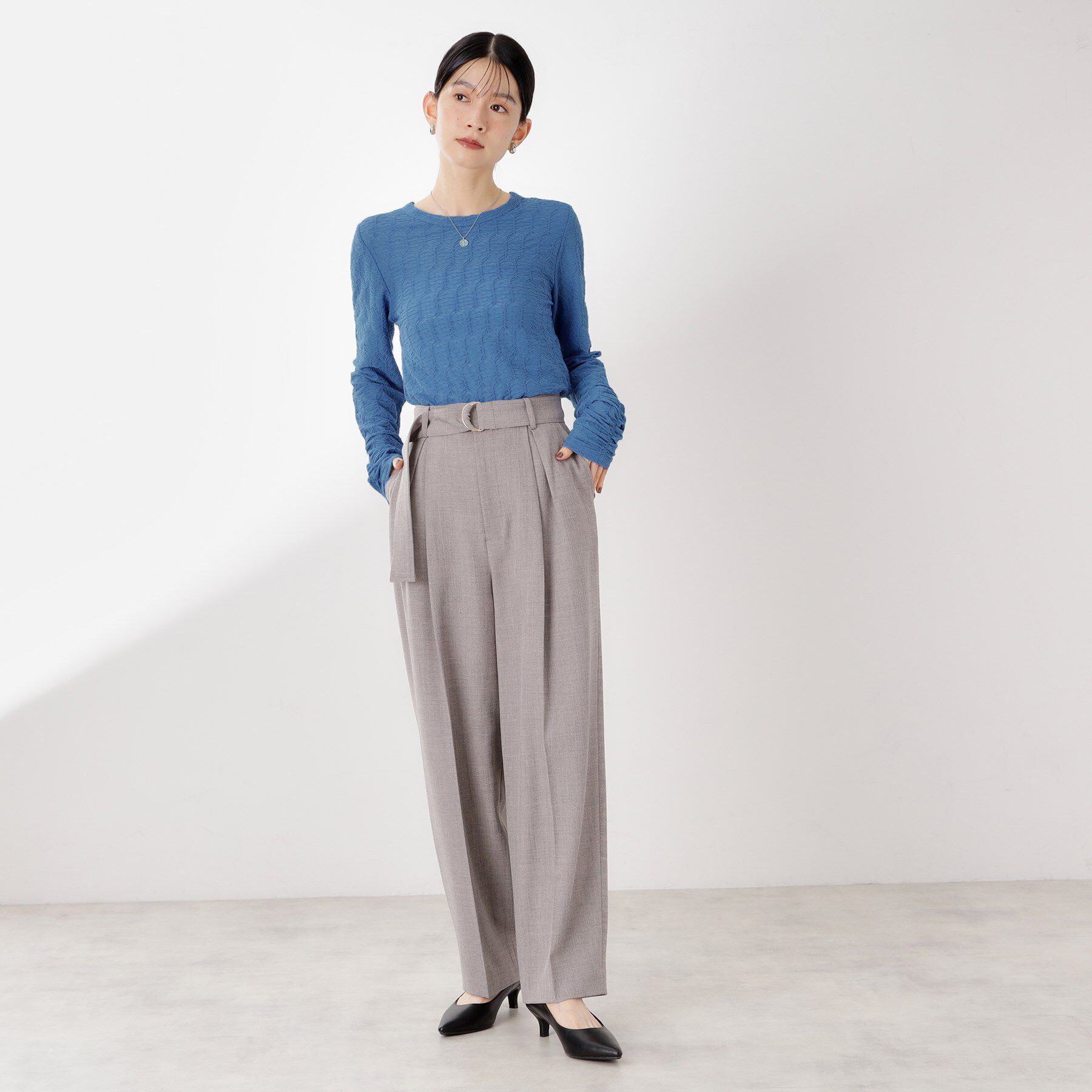 THE SHOP TK「ウェーブシアー袖クシュプルオーバー【洗濯機OK】」|Tシャツ・カットソー|