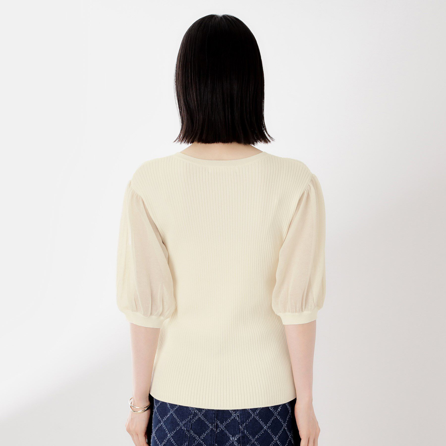 THE SHOP TK「シアーパフ袖ニット【洗濯機OK】」|ニット・セーター|