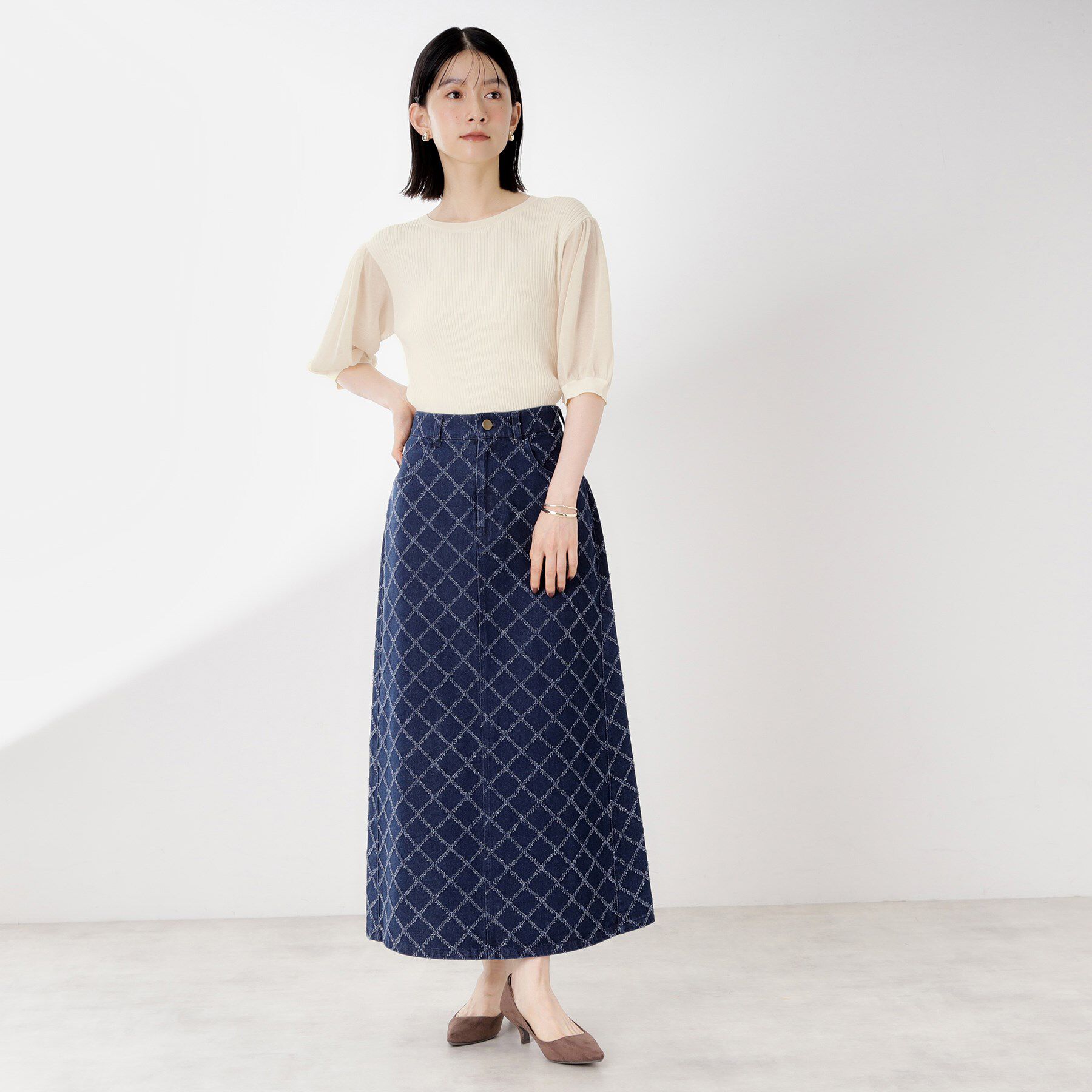 THE SHOP TK「シアーパフ袖ニット【洗濯機OK】」|ニット・セーター|