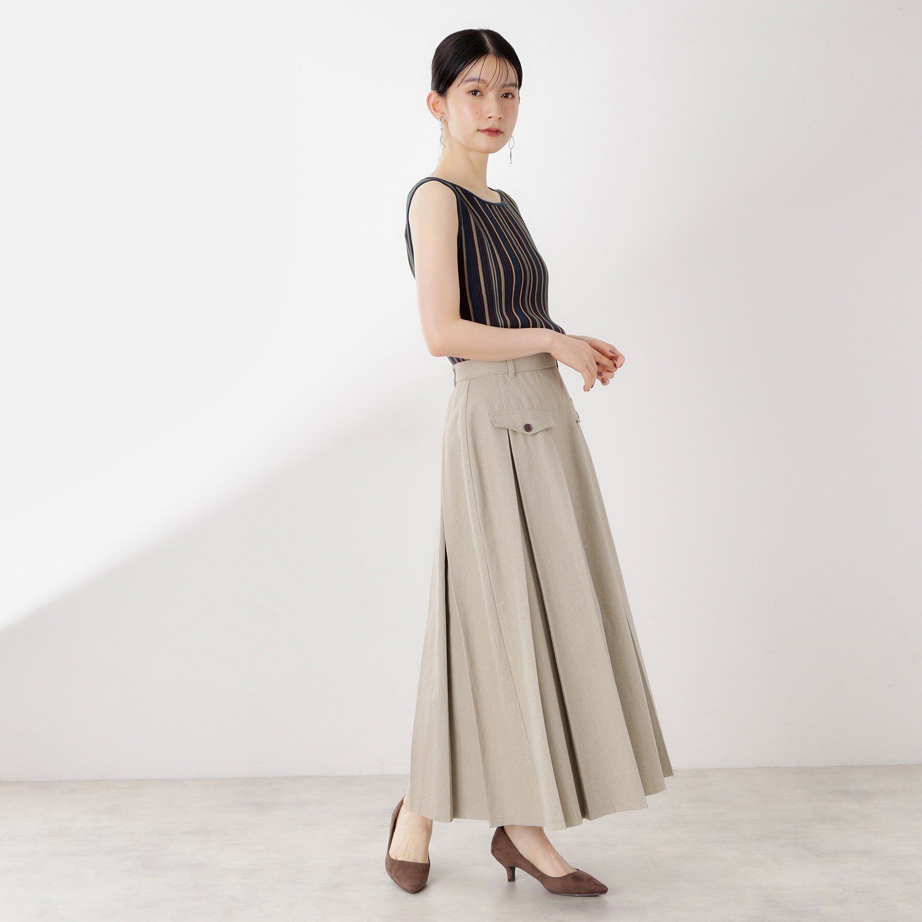 THE SHOP TK「【前後2WAY】ストライプ柄ニットタンクトップ」|ニット・セーター|