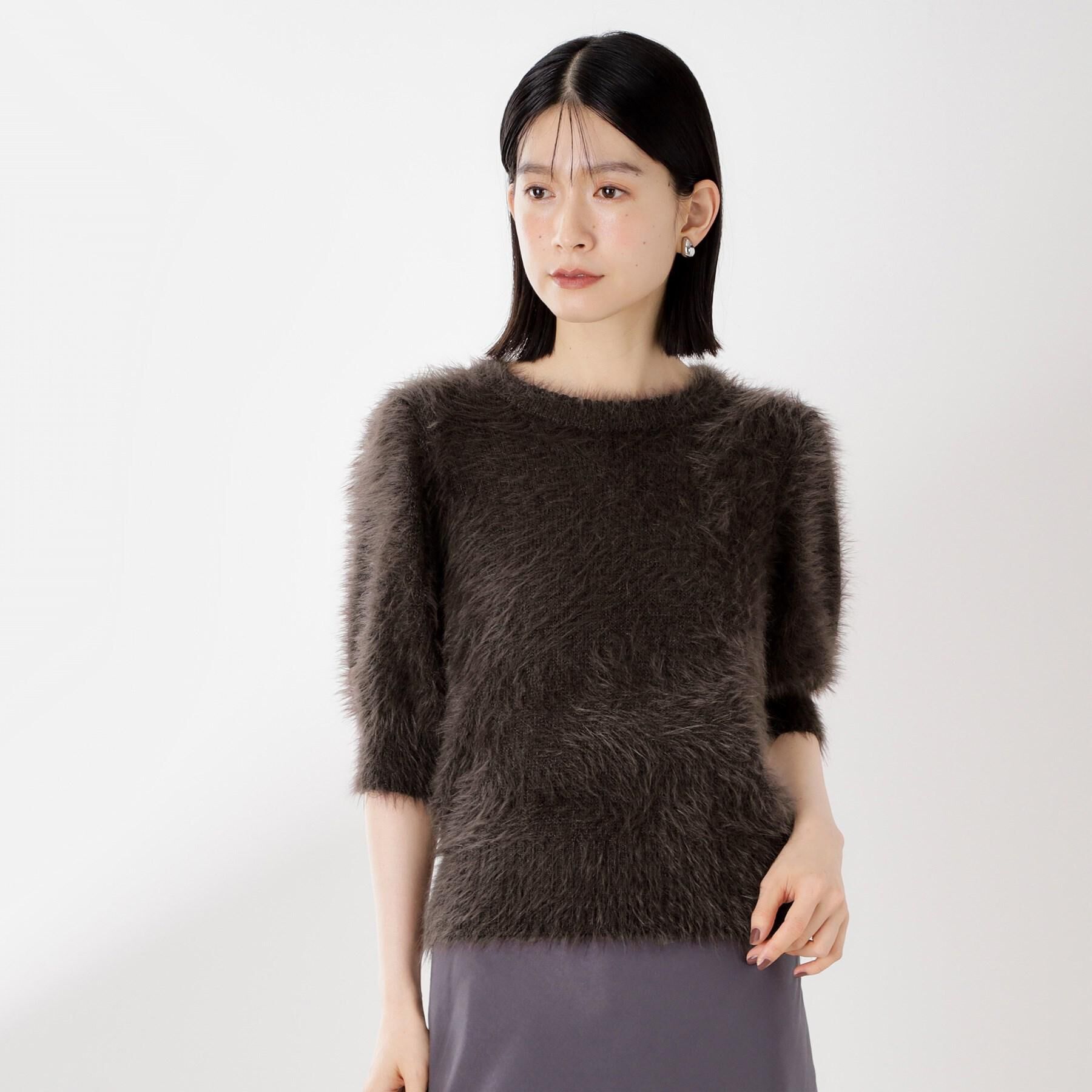 THE SHOP TK「【大人の魅力引き出す】5分袖フェザーニット/洗える」|ニット・セーター|