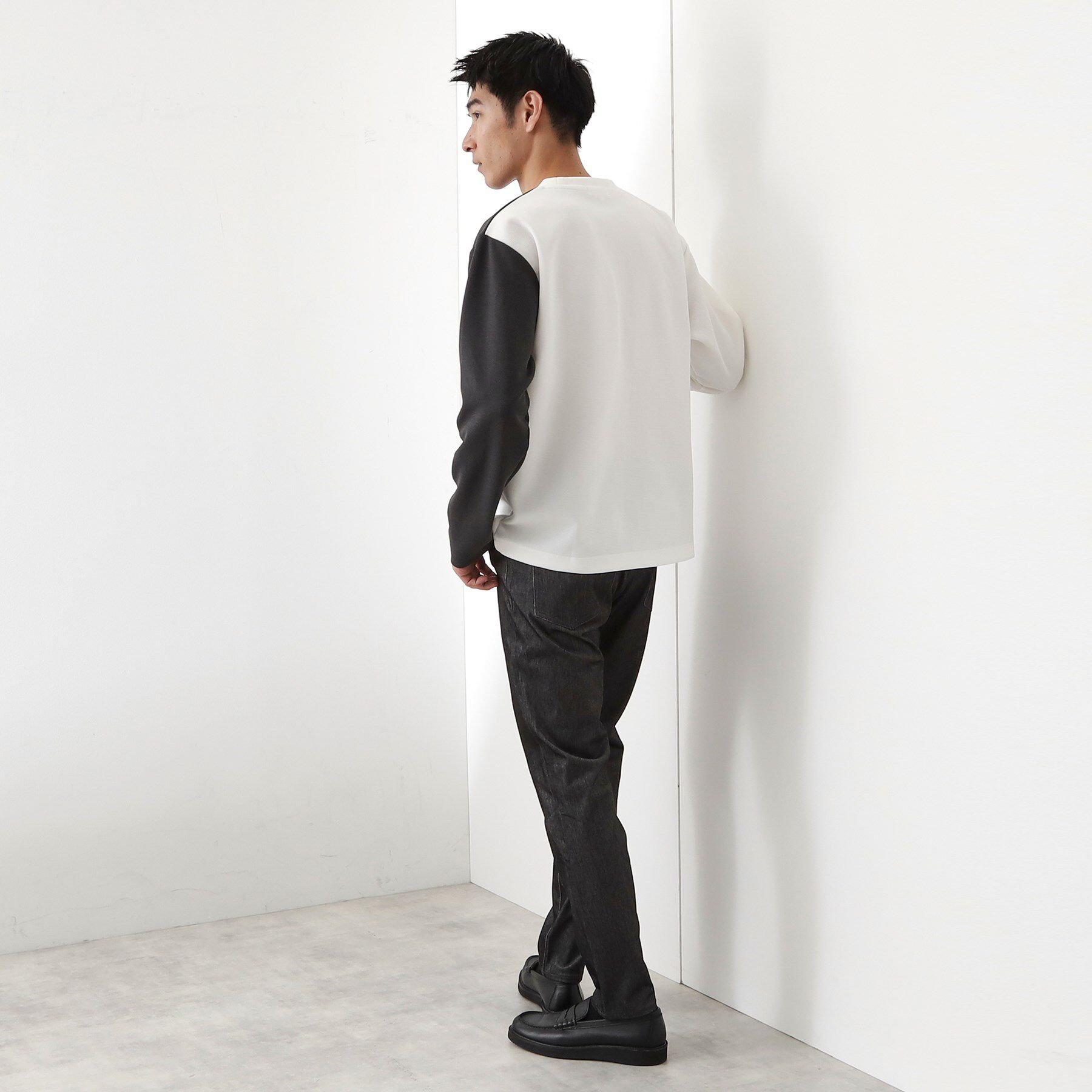 THE SHOP TK「【一枚で着映える】パターンブロッキング長袖Tシャツ 洗濯機OK」|Tシャツ・カットソー|