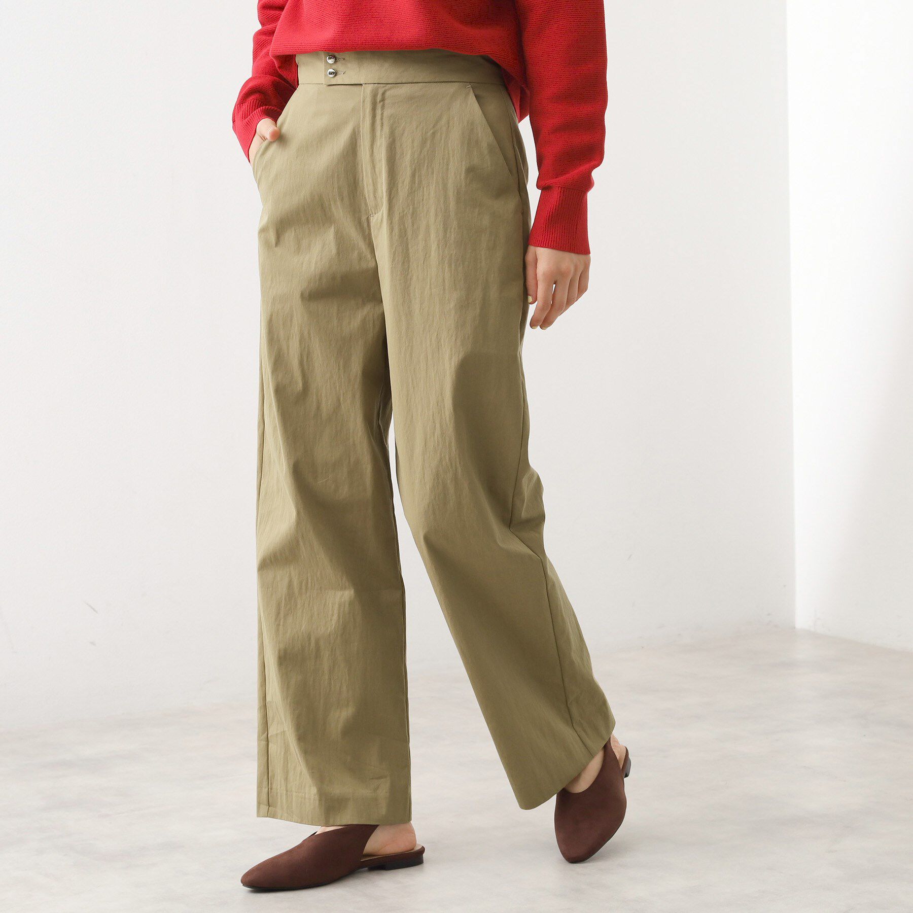 THE SHOP TK「ワイドチノパンツ【洗える】」|その他|ピンクベージュ(05