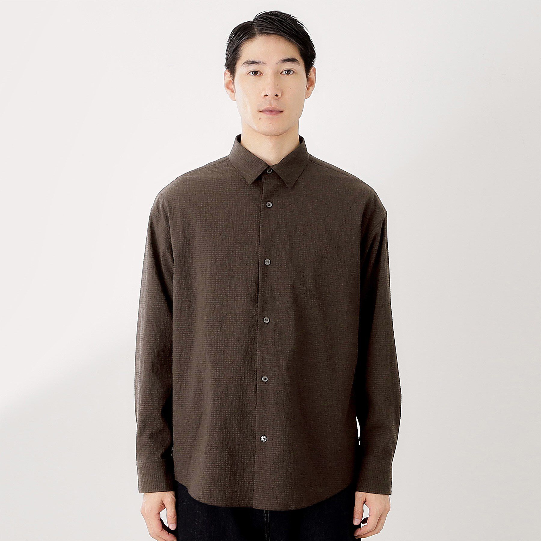 THE SHOP TK「シアサッカー長袖シャツ　【軽量/吸水速乾／イージーケア／洗濯機OK】」|シャツ・ブラウス|