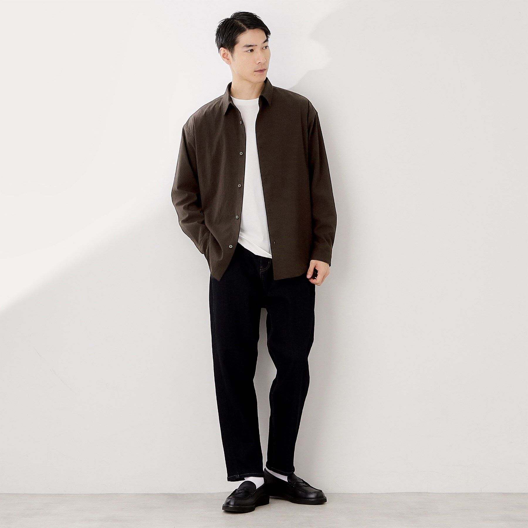 THE SHOP TK「シアサッカー長袖シャツ　【軽量/吸水速乾／イージーケア／洗濯機OK】」|シャツ・ブラウス|