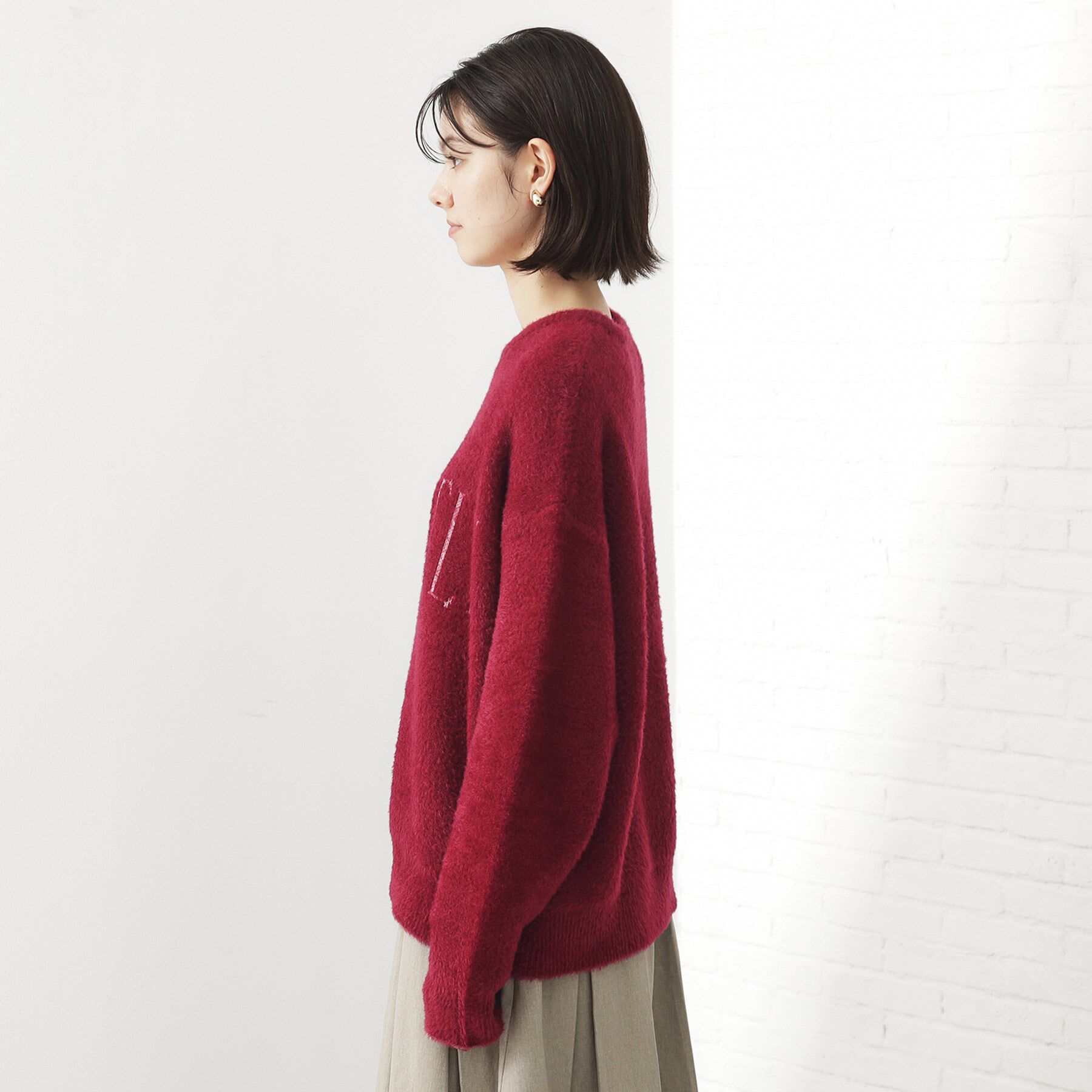 THE SHOP TK「ベルベットフェザー ロゴニットプルオーバー」|Tシャツ・カットソー|