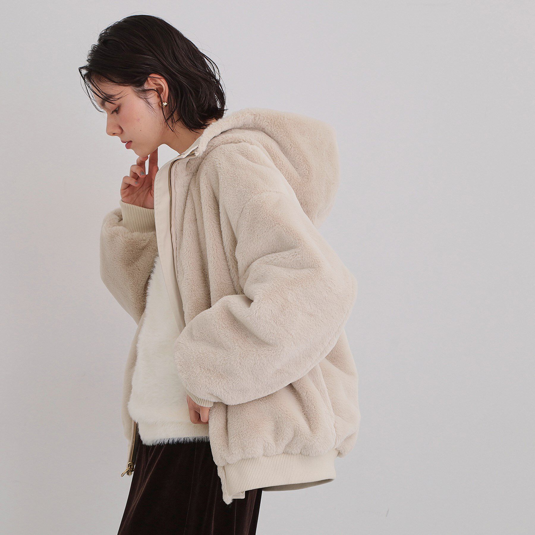 THE SHOP TK「【2WAY/洗える】リバーシブル フェイクファーブルゾン」|ブルゾン・スタジャン|